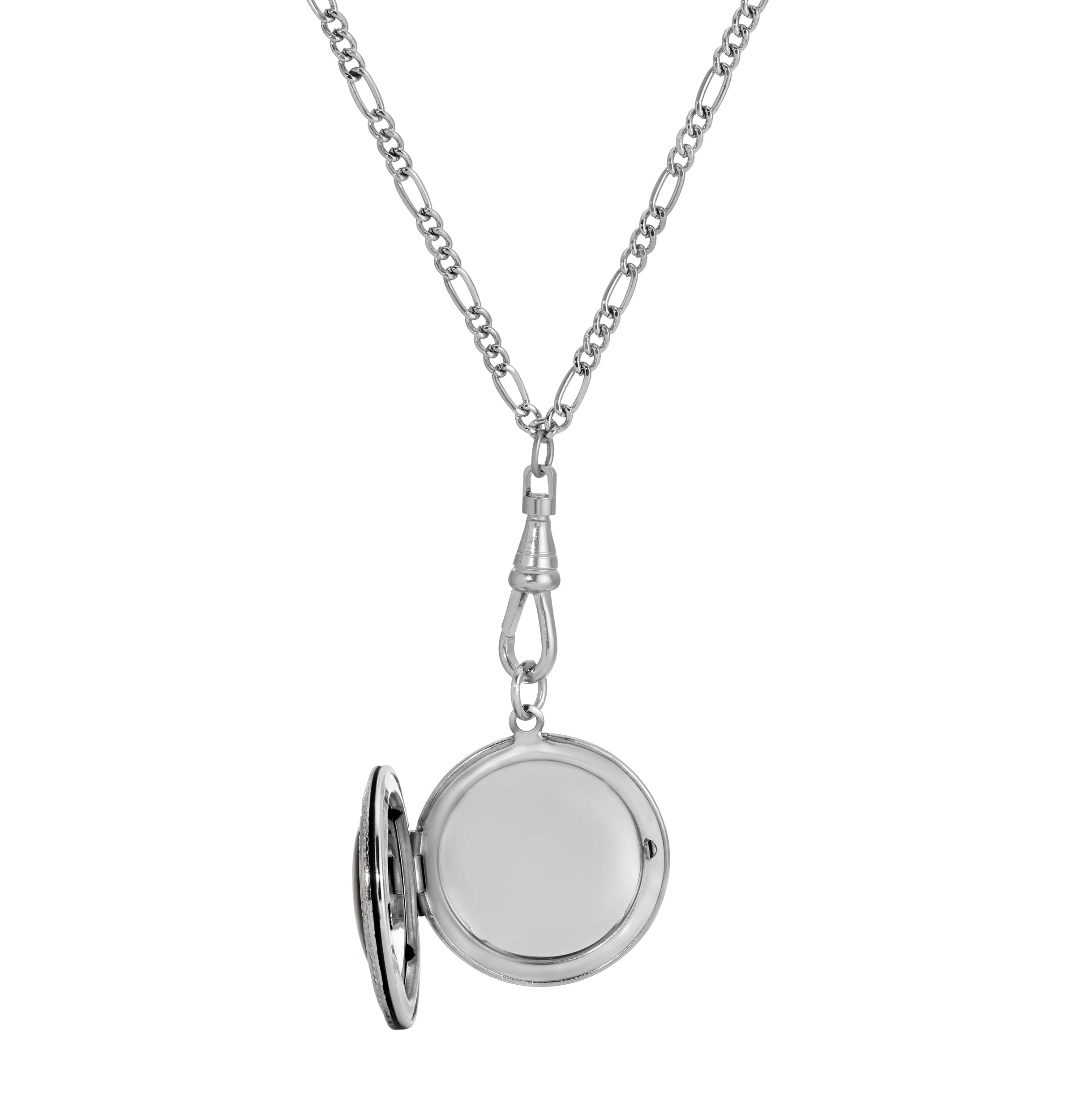 1928 Jewelry Pink Blossoms Swivel Round Locket Pendant Necklace 28"