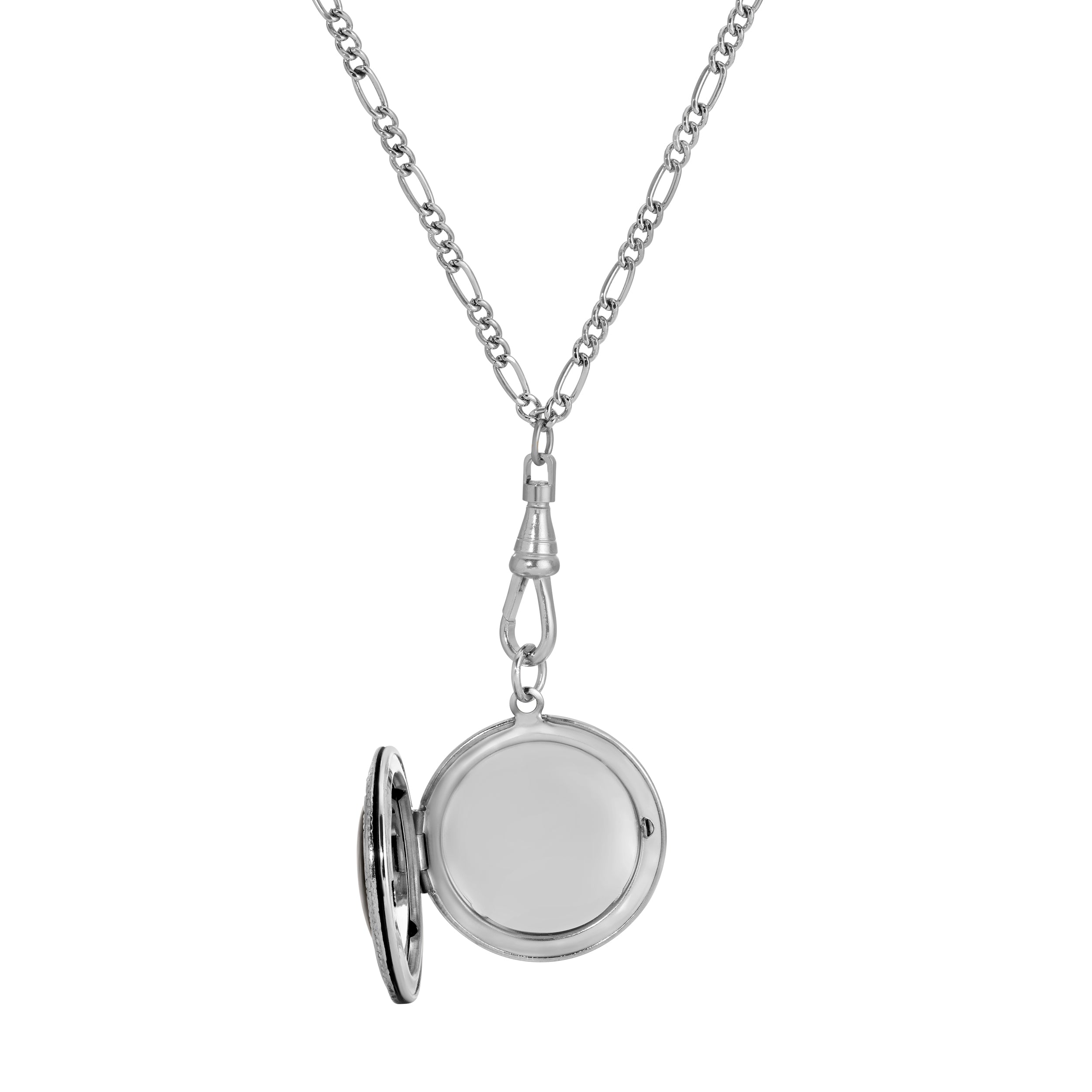 1928 Jewelry Pink Blossoms Swivel Round Locket Pendant Necklace 28"