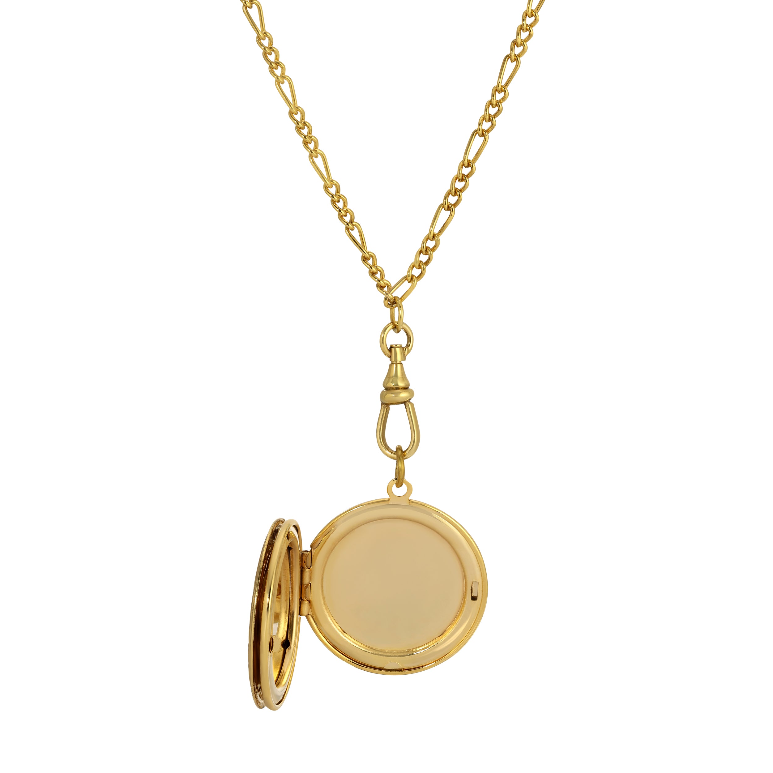 Gold Tone and Blue Artisan Pink Rosebud Swivel Photo Locket Necklace opened up