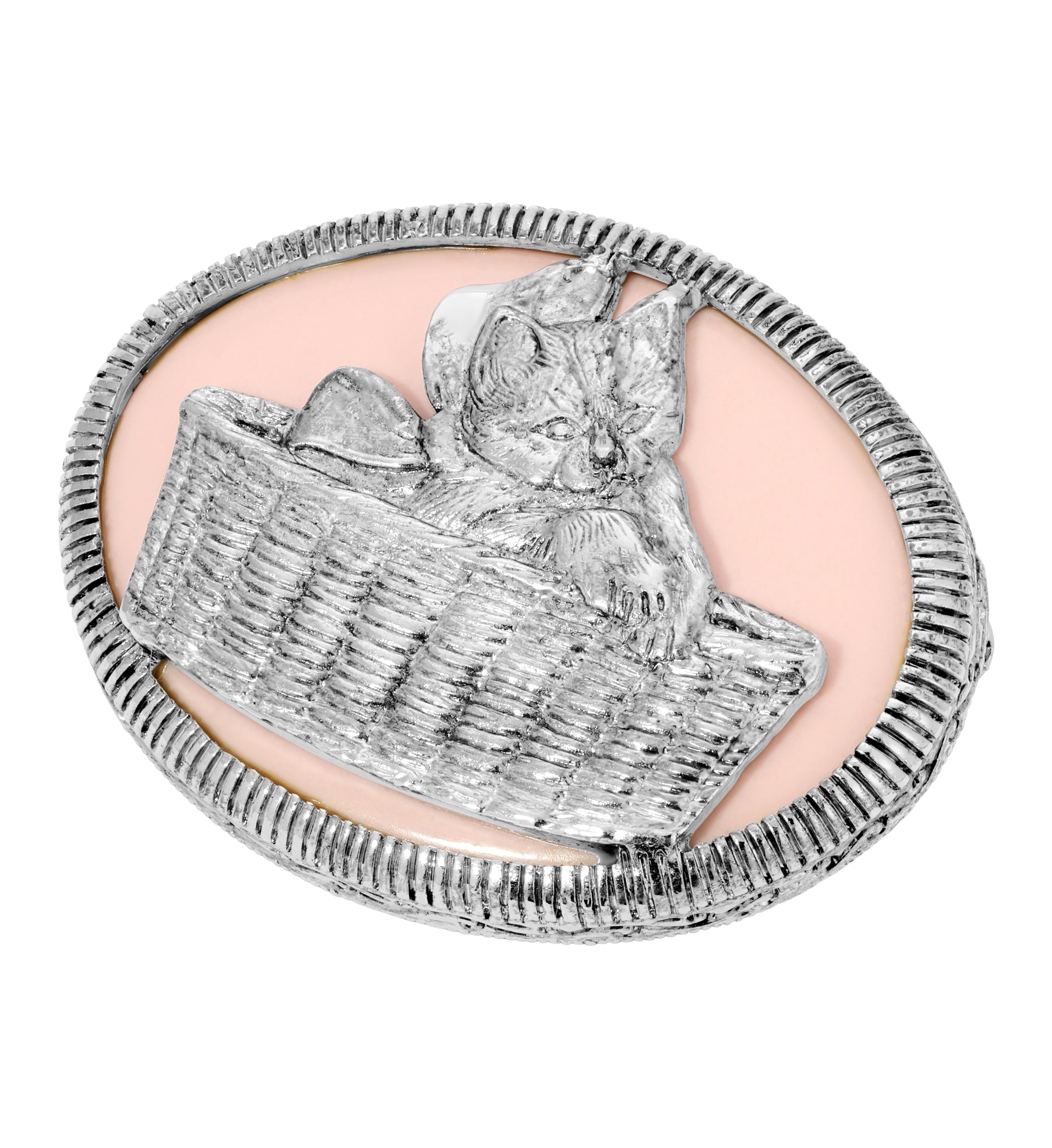1928 Jewelry Cat In Wicker Basket Brooch