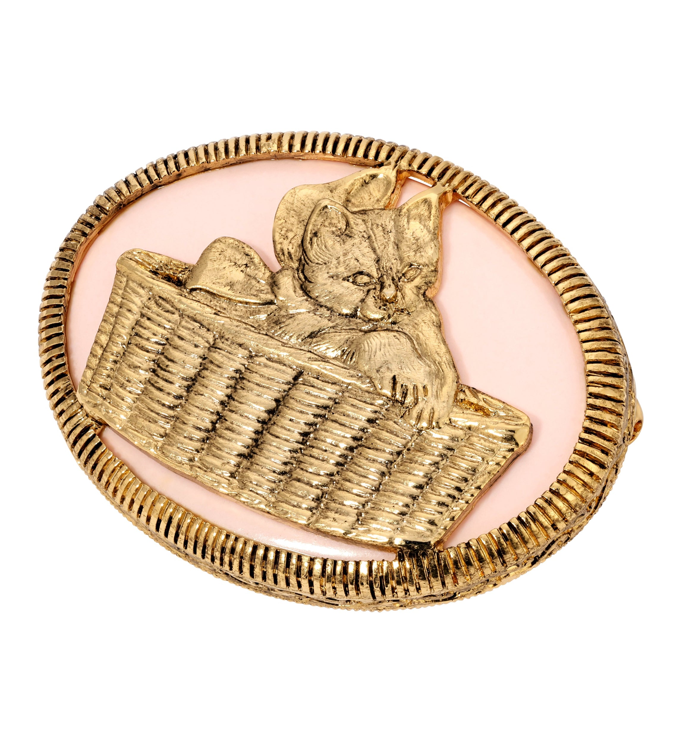 1928 Jewelry Cat In Wicker Basket Brooch