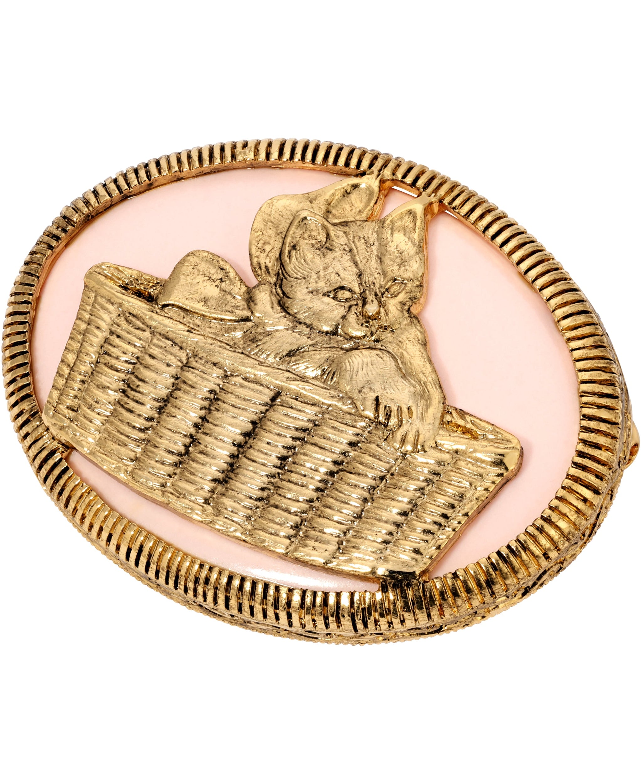 1928 Jewelry Cat In Wicker Basket Brooch