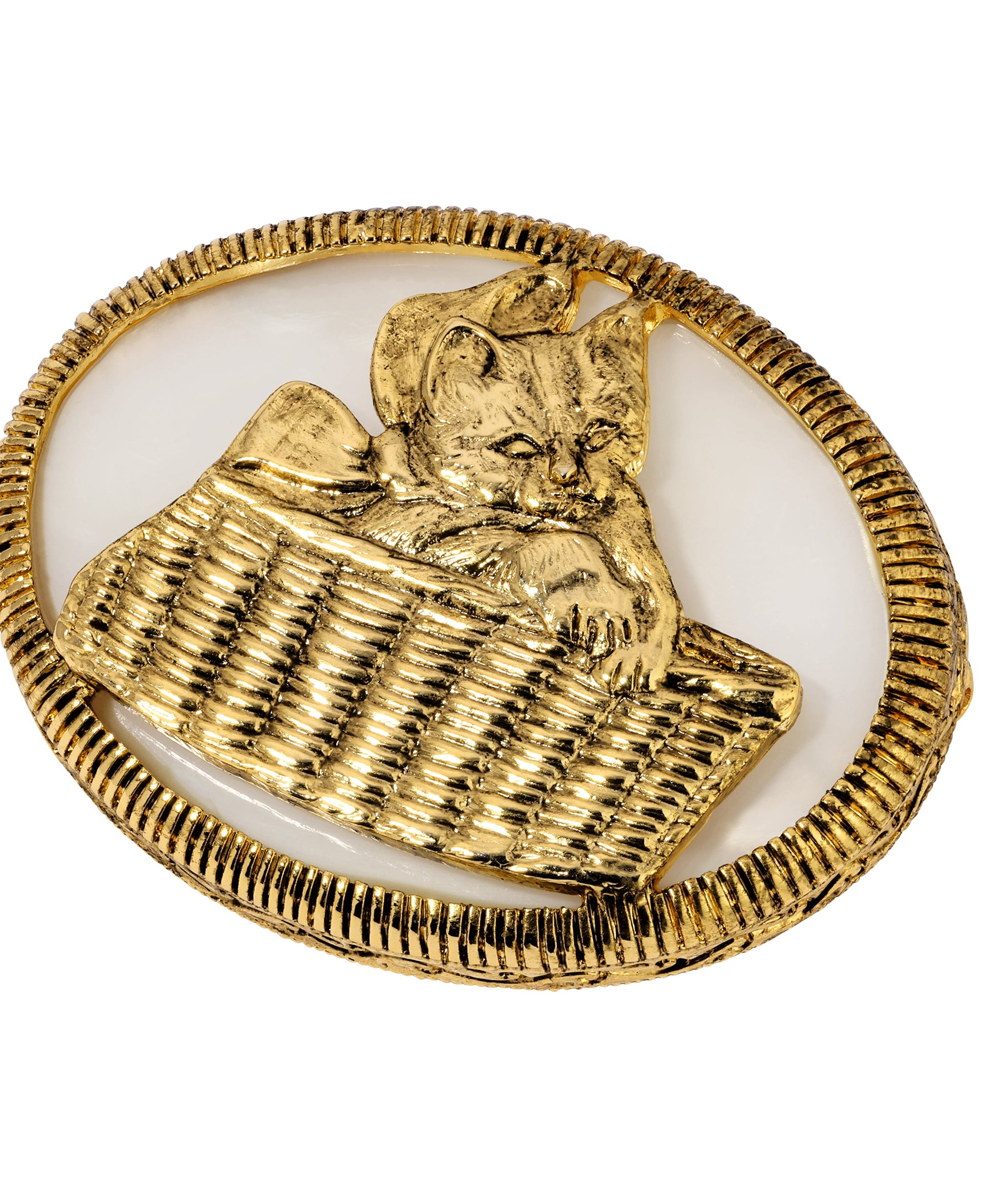 1928 Jewelry Cat In Wicker Basket Brooch