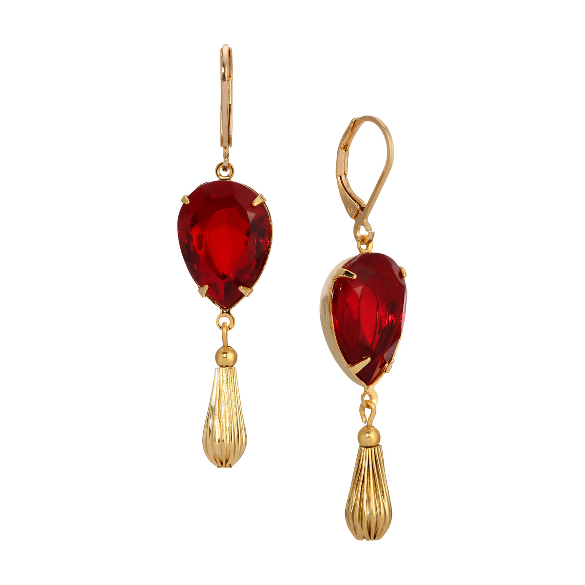 red dress gold earrings 1928 Jewelry Tone Teardrop Crystal 27Prom