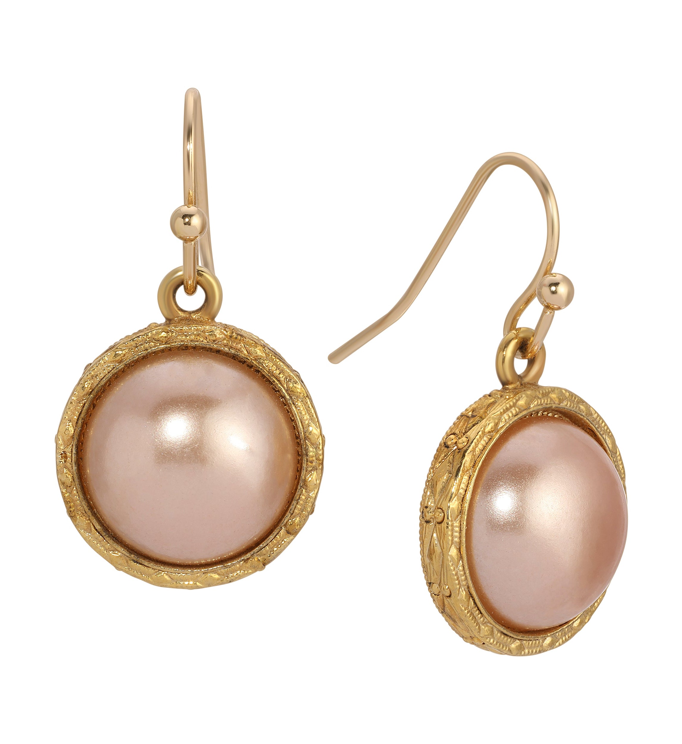 1928 Jewelry Rosabella Round Raspberry Stone Drop Earrings