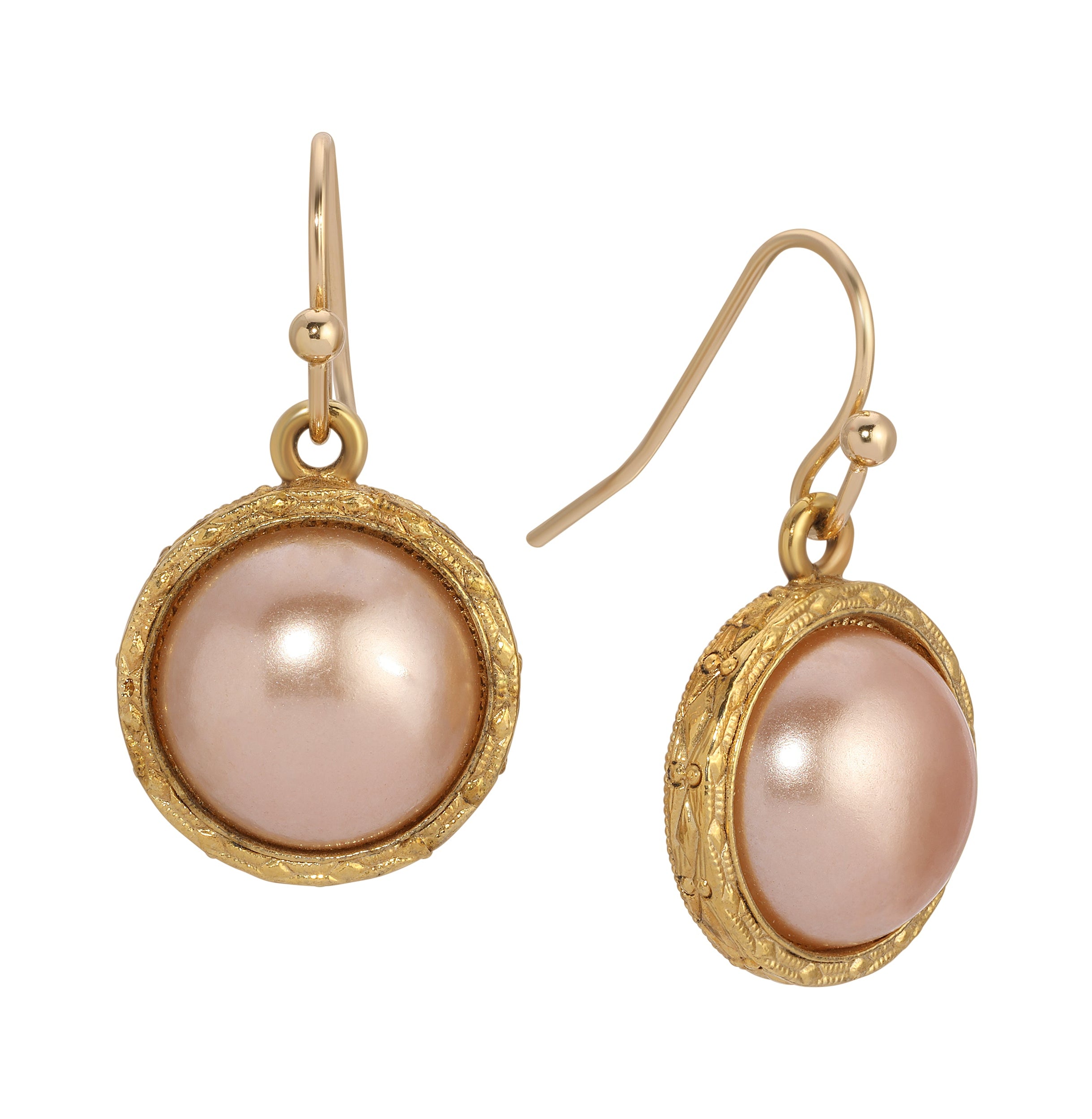1928 Jewelry Rosabella Round Raspberry Stone Drop Earrings