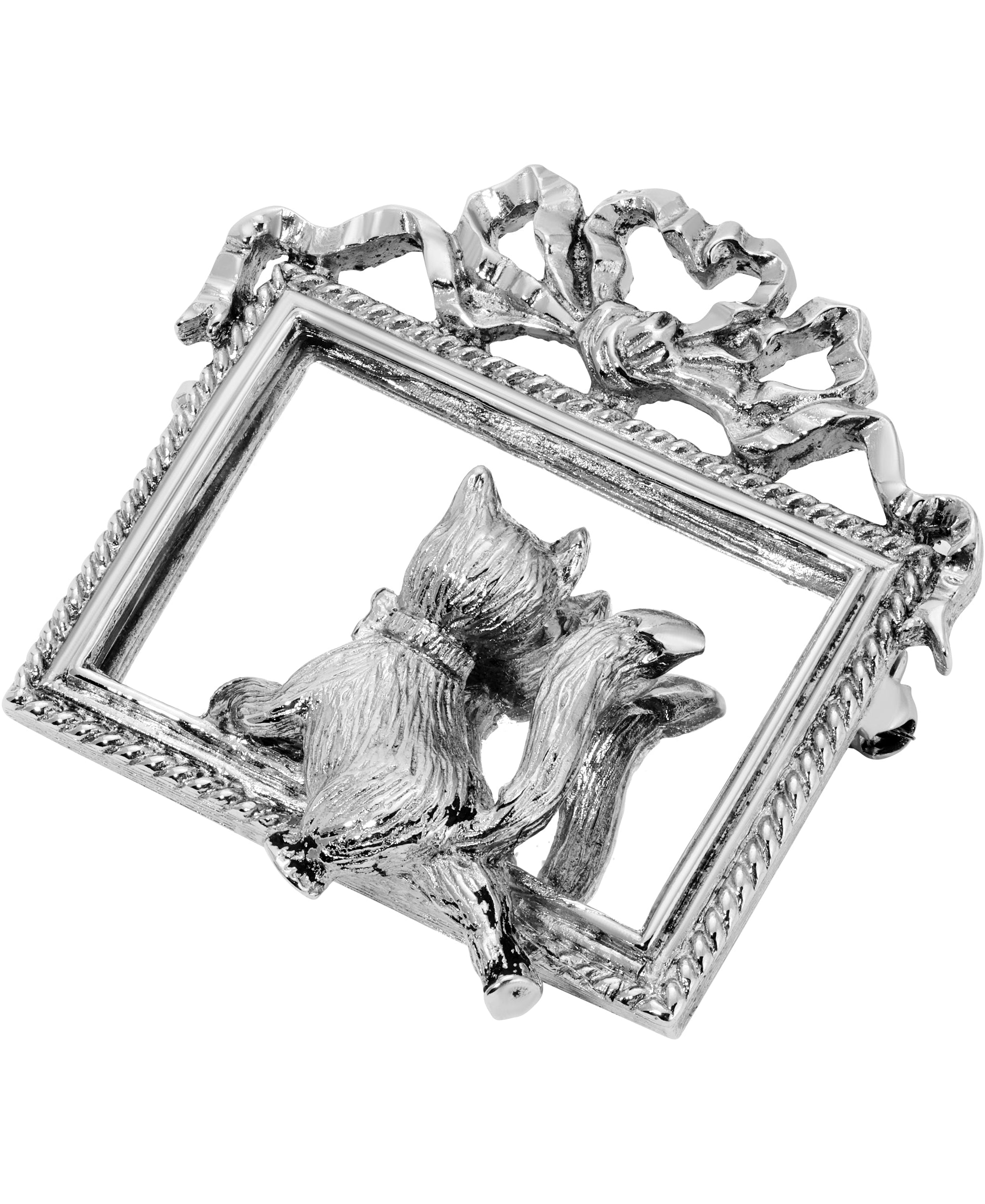 1928 Jewelry Curious Kitty Cat Mirror Frame Pin