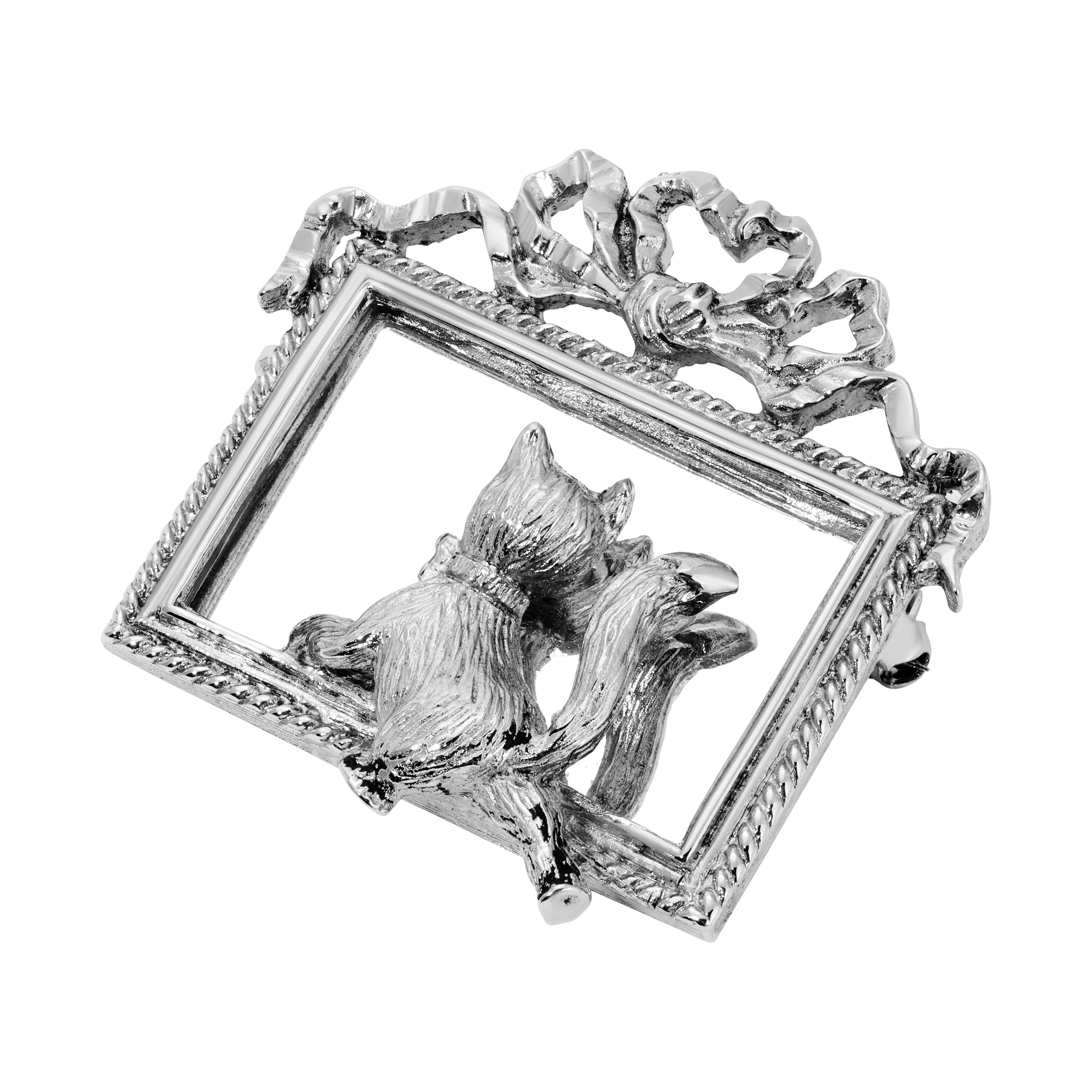 1928 Jewelry Curious Kitty Cat Mirror Frame Pin