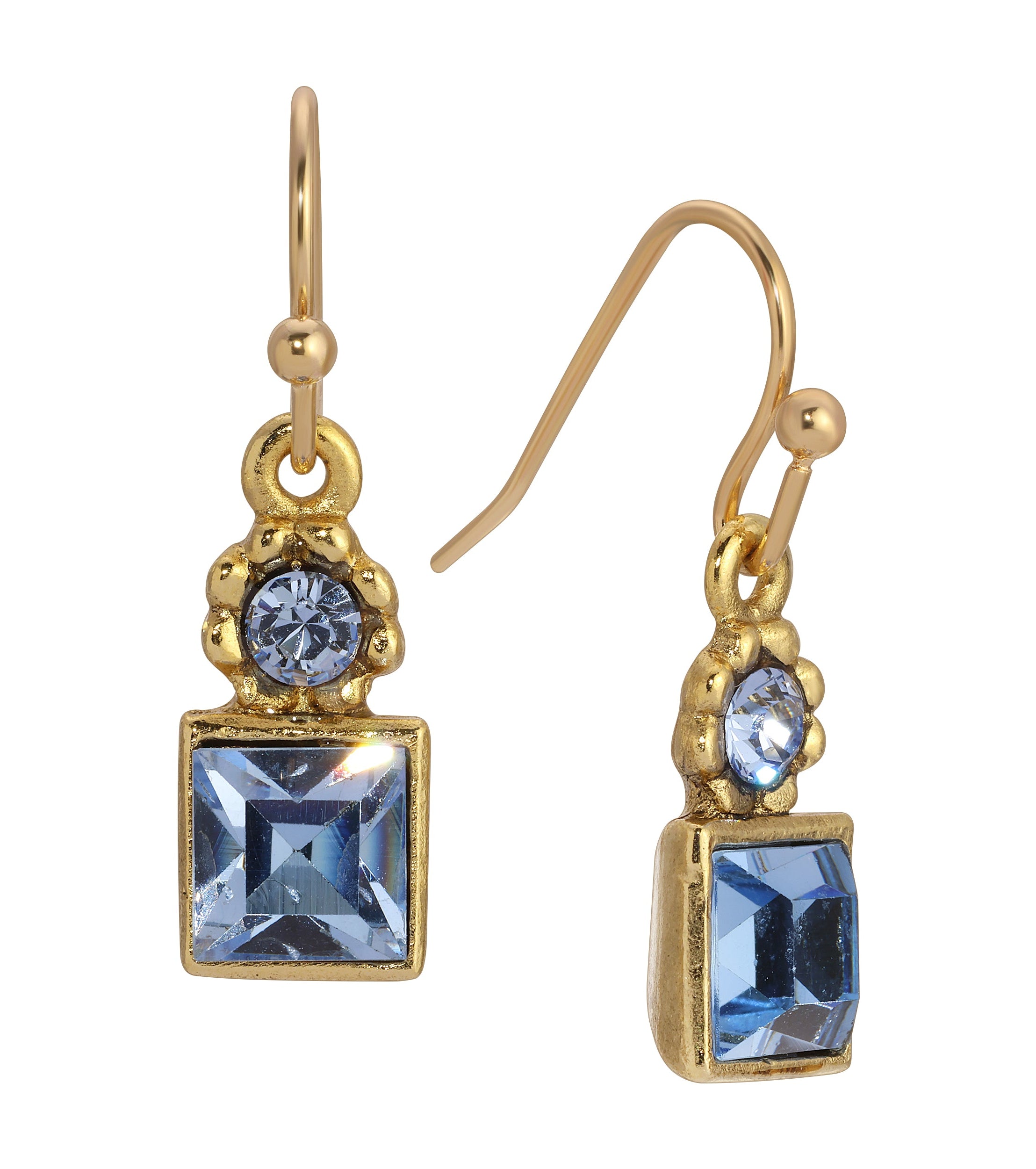 1928 Jewelry Round And Square Sparkling Crystal Drop Earrings