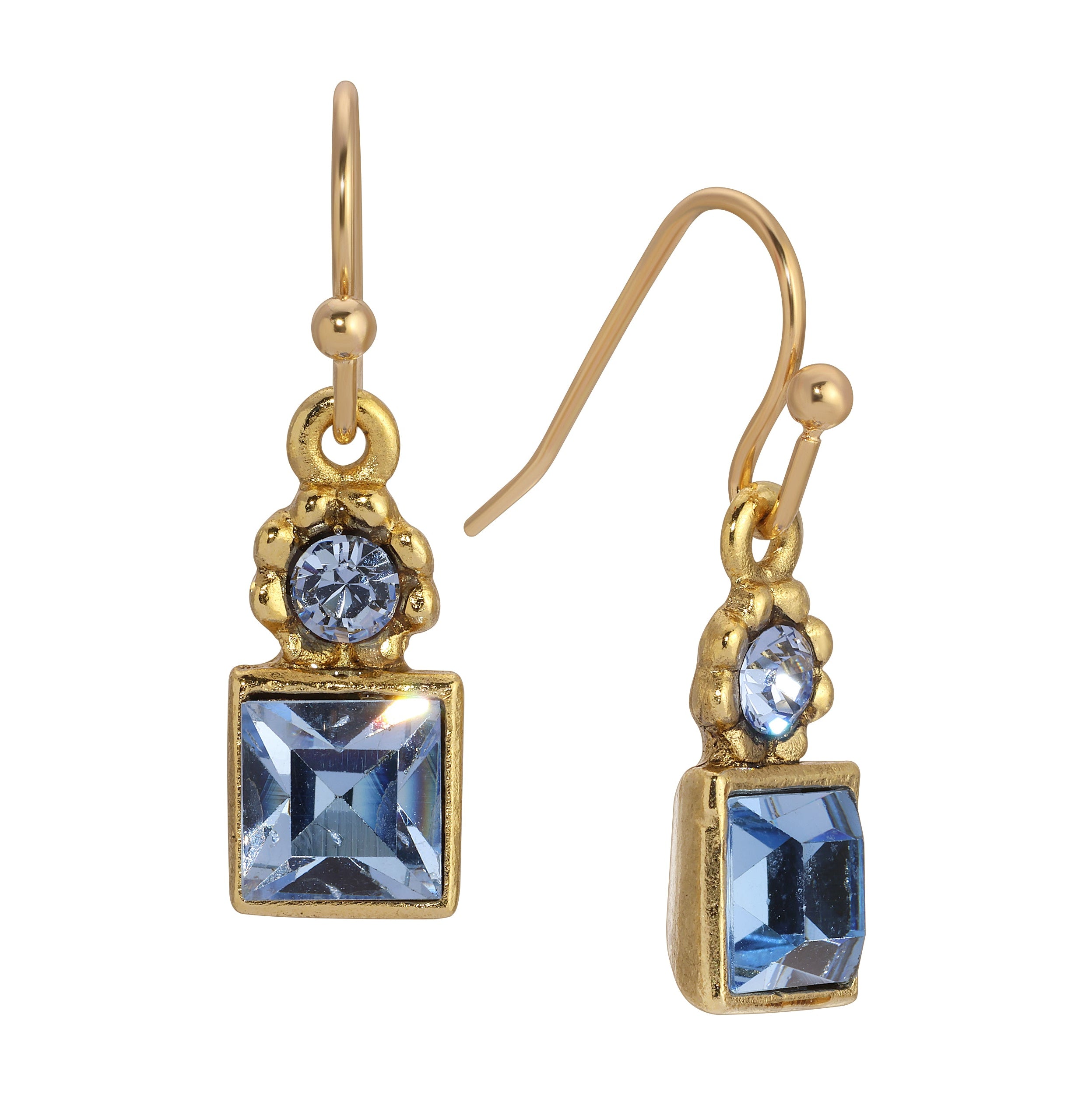 1928 Jewelry Round And Square Sparkling Crystal Drop Earrings