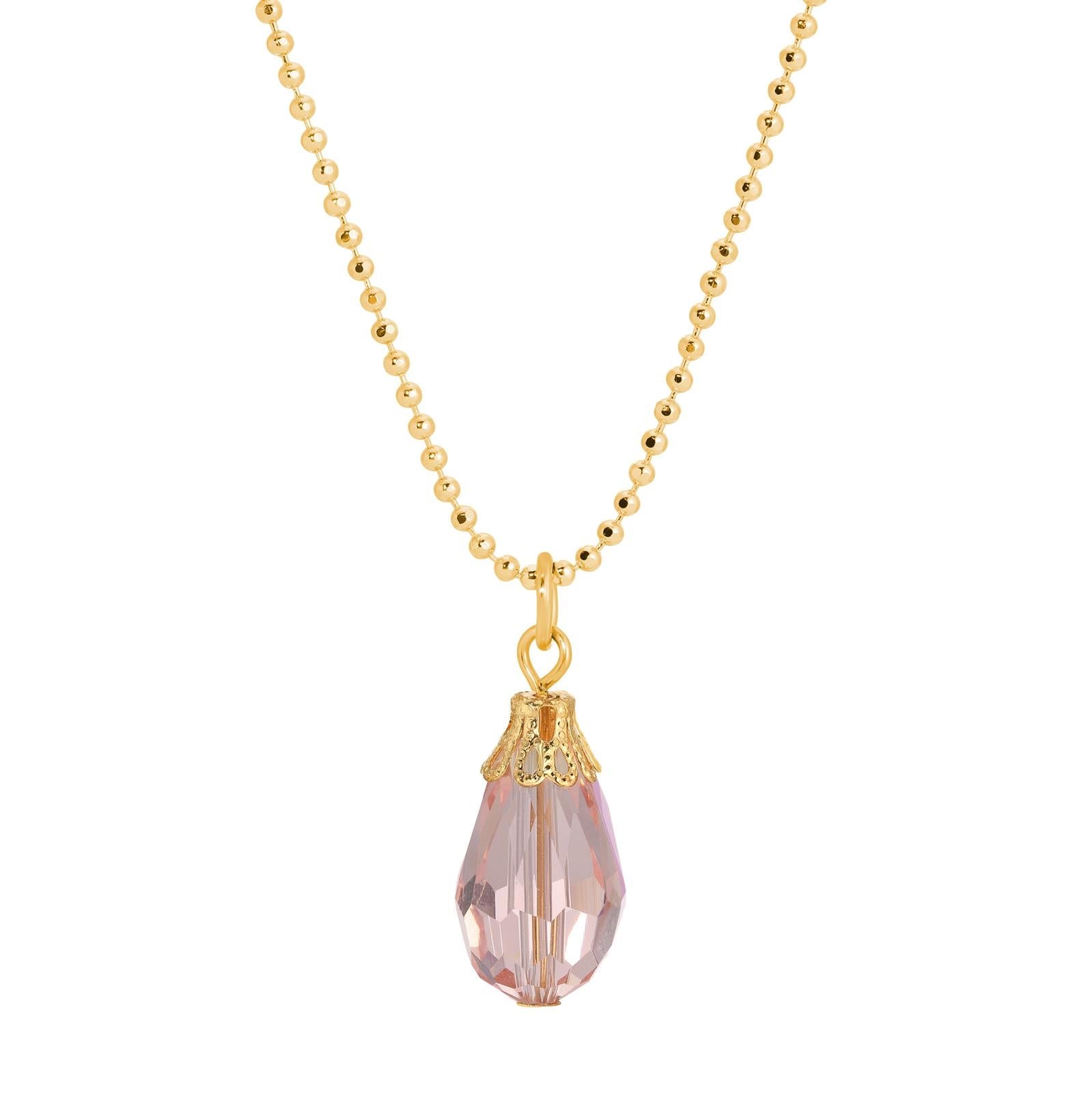 1928 Jewelry Rosaline Pink Teardrop Crystal Pendant Necklace 16"