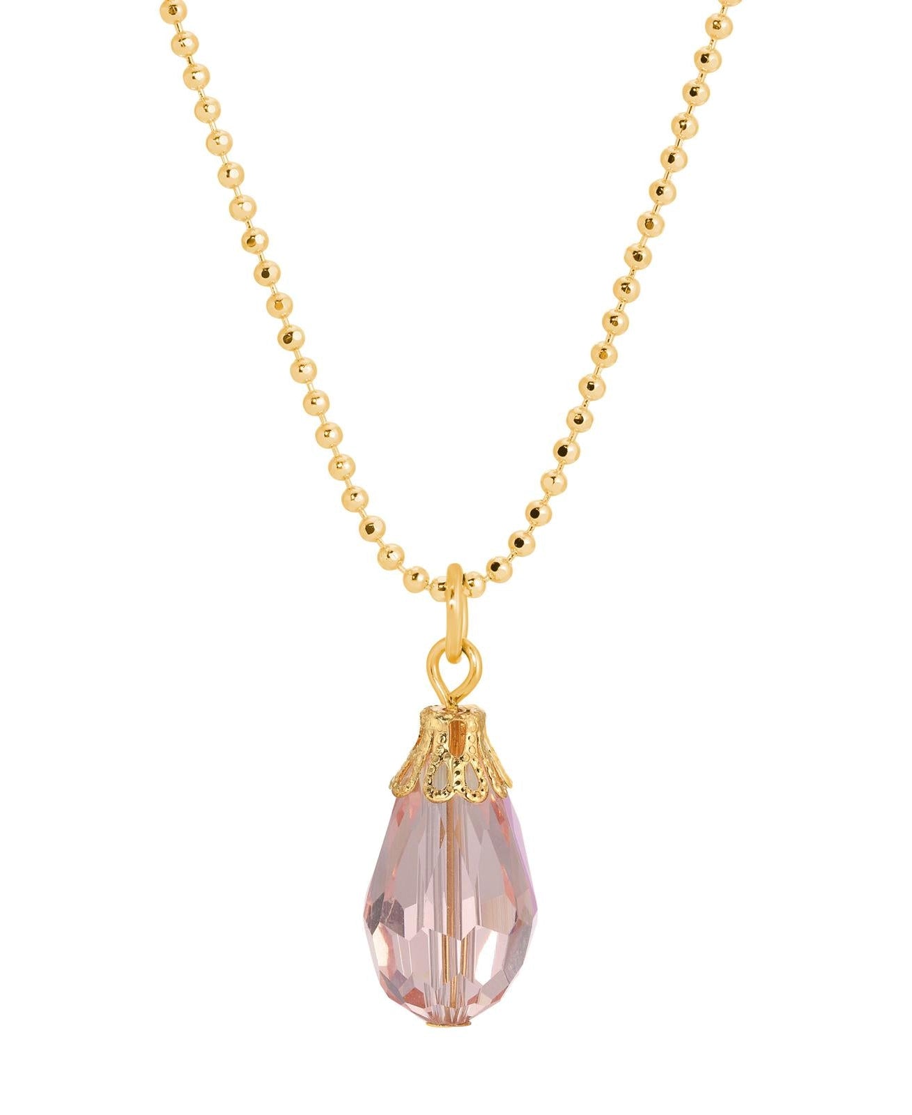 1928 Jewelry Rosaline Pink Teardrop Crystal Pendant Necklace 16"