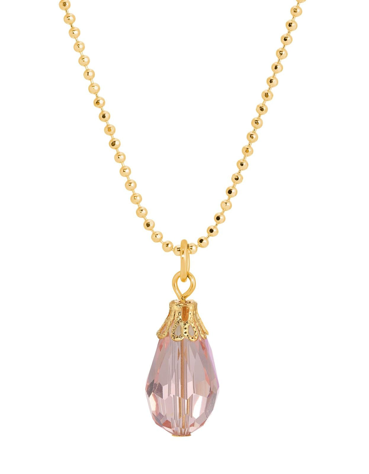 1928 Jewelry Rosaline Pink Teardrop Crystal Pendant Necklace 16"