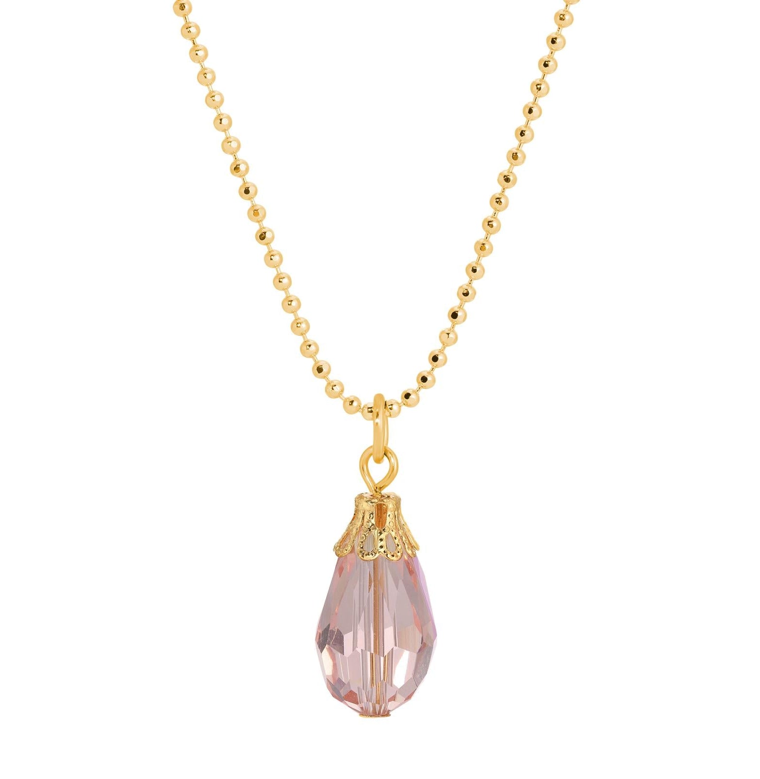 1928 Jewelry Rosaline Pink Teardrop Crystal Pendant Necklace 16"