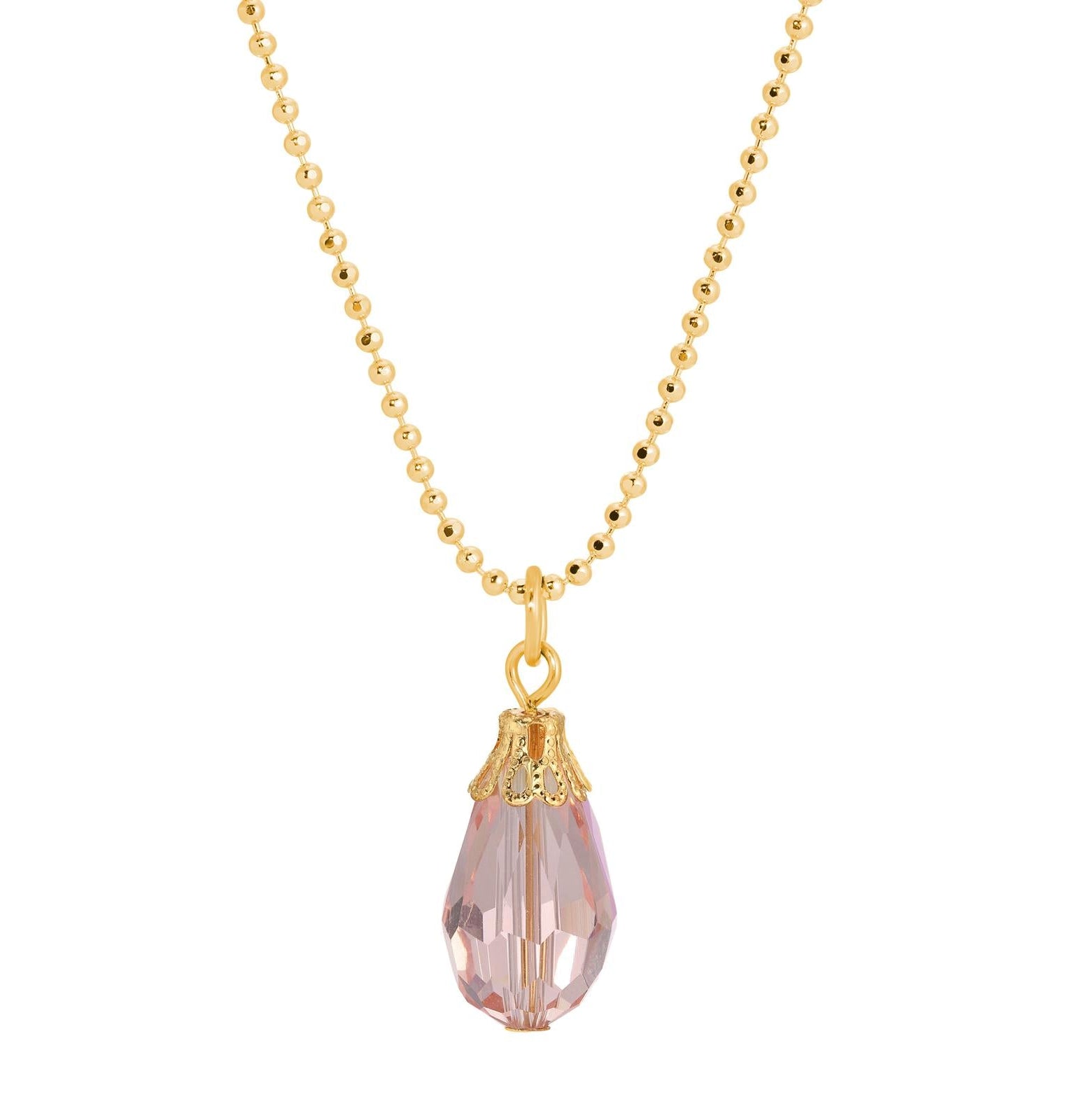 1928 Jewelry Rosaline Pink Teardrop Crystal Pendant Necklace 16"