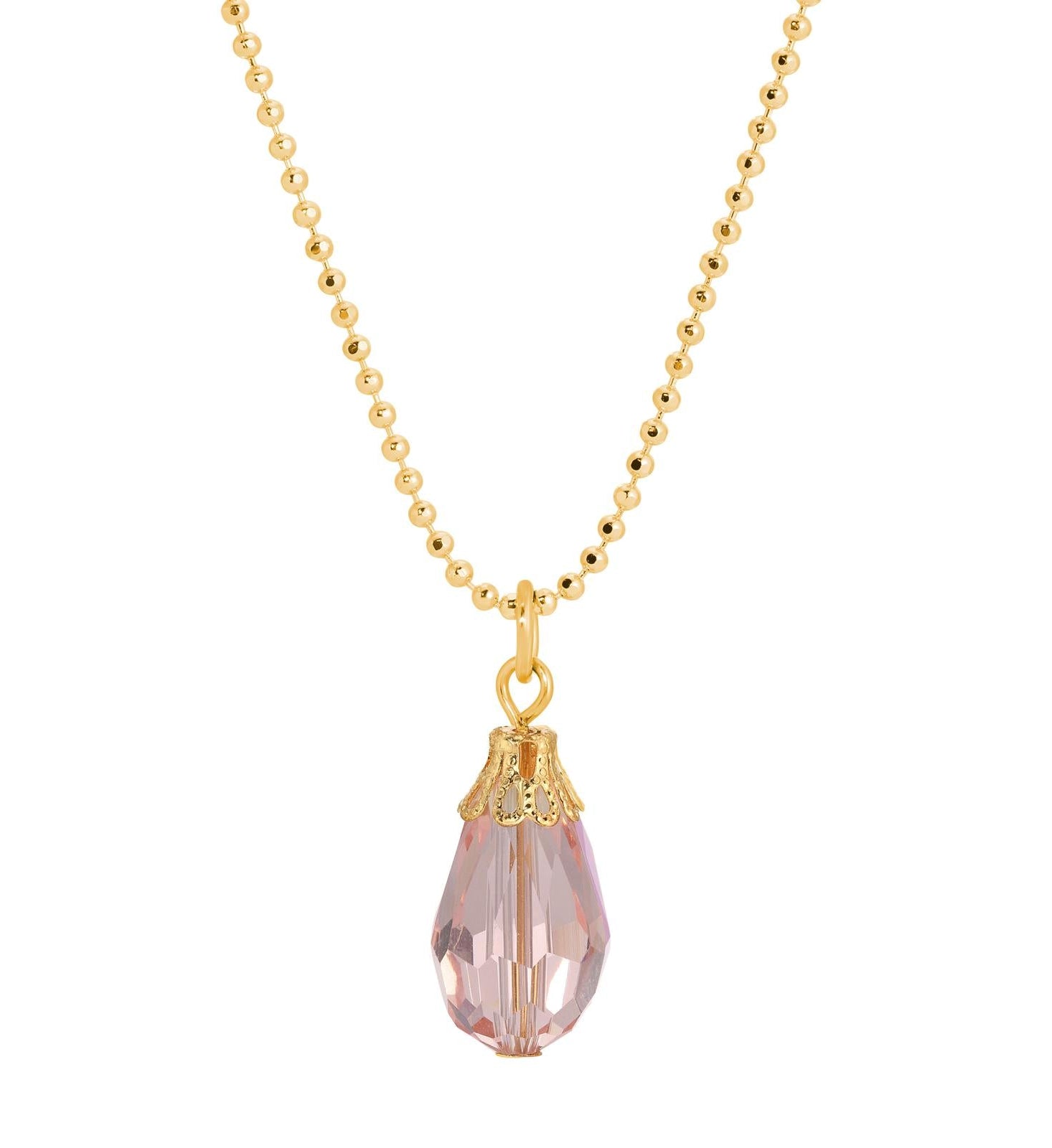 1928 Jewelry Rosaline Pink Teardrop Crystal Pendant Necklace 16"