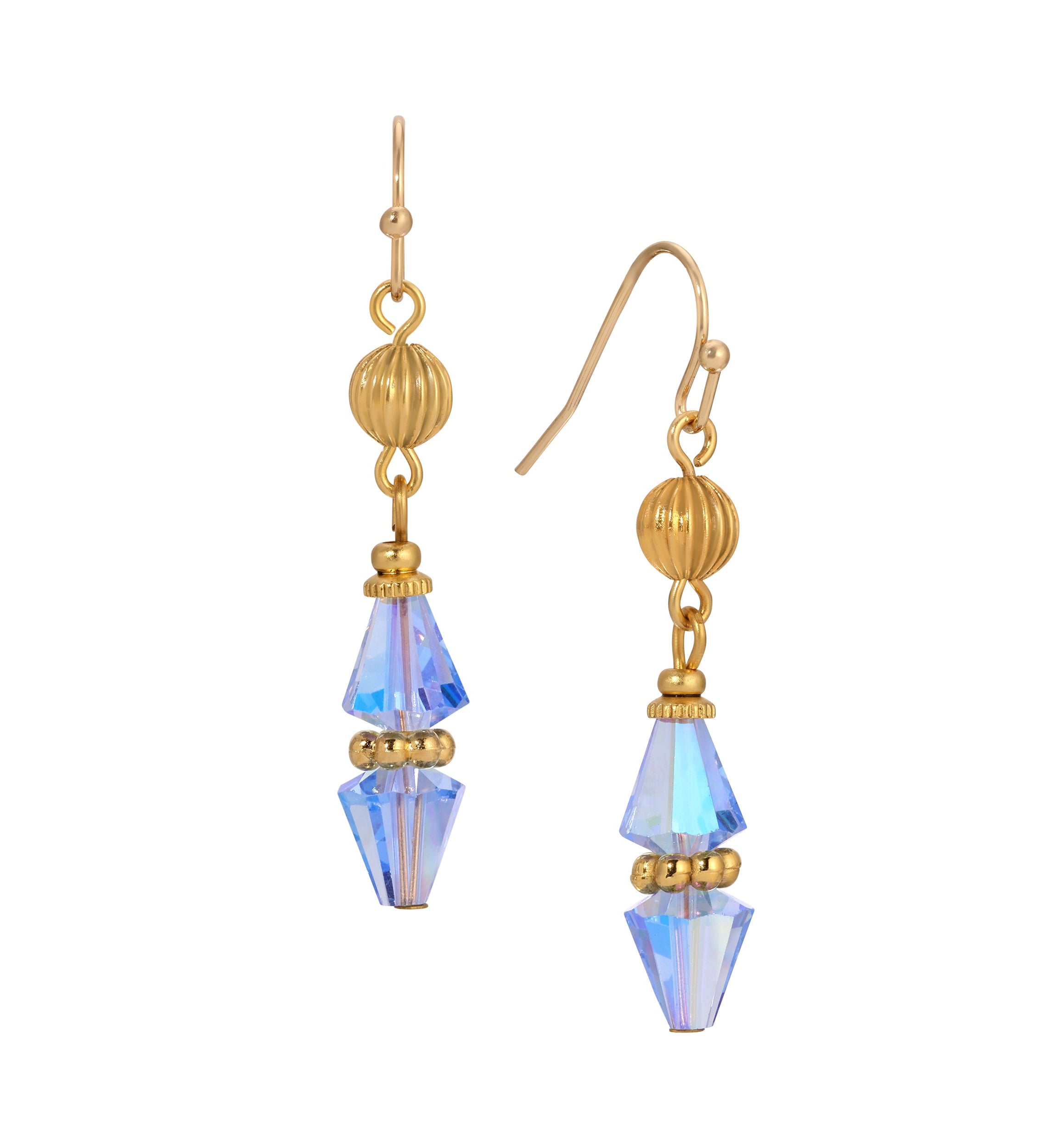 1928 Jewelry Glass Teardrop Crystal Beaded Dangling Earrings