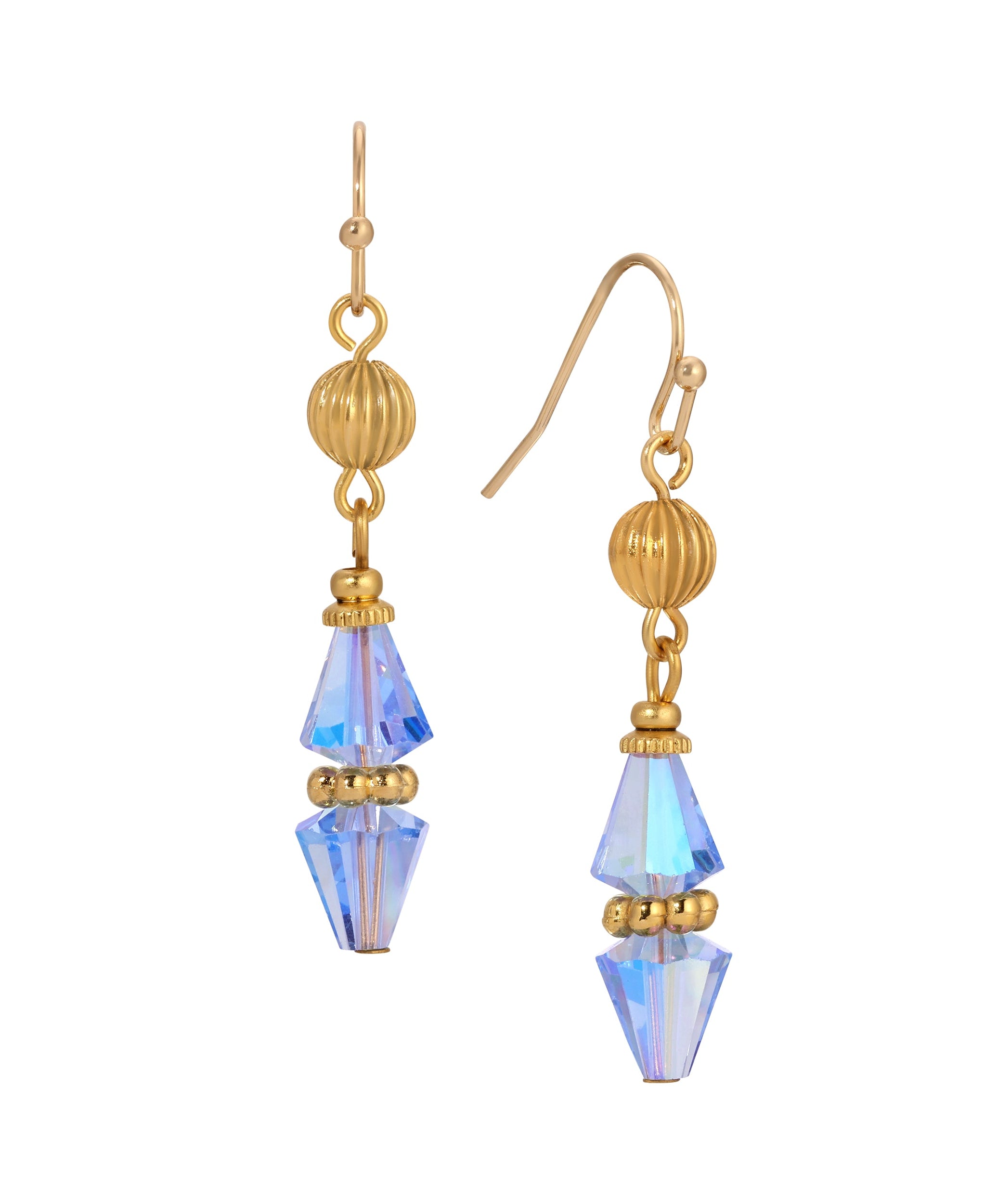 1928 Jewelry Glass Teardrop Crystal Beaded Dangling Earrings