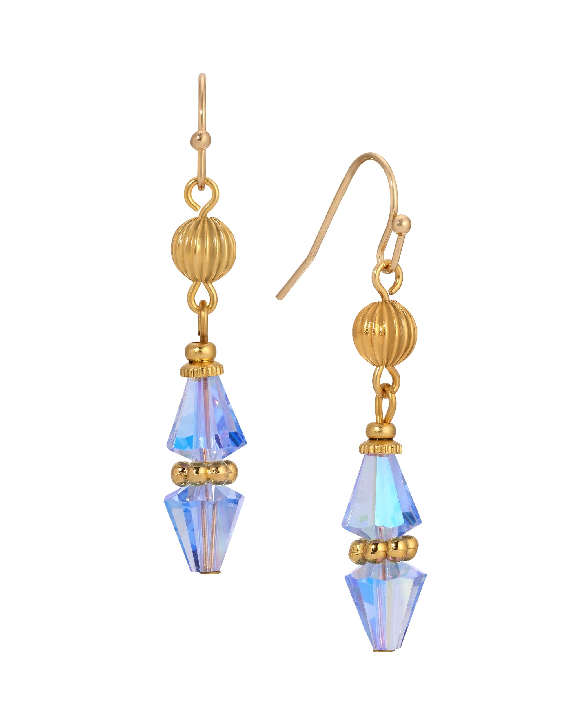 1928 Jewelry Glass Teardrop Crystal Beaded Dangling Earrings