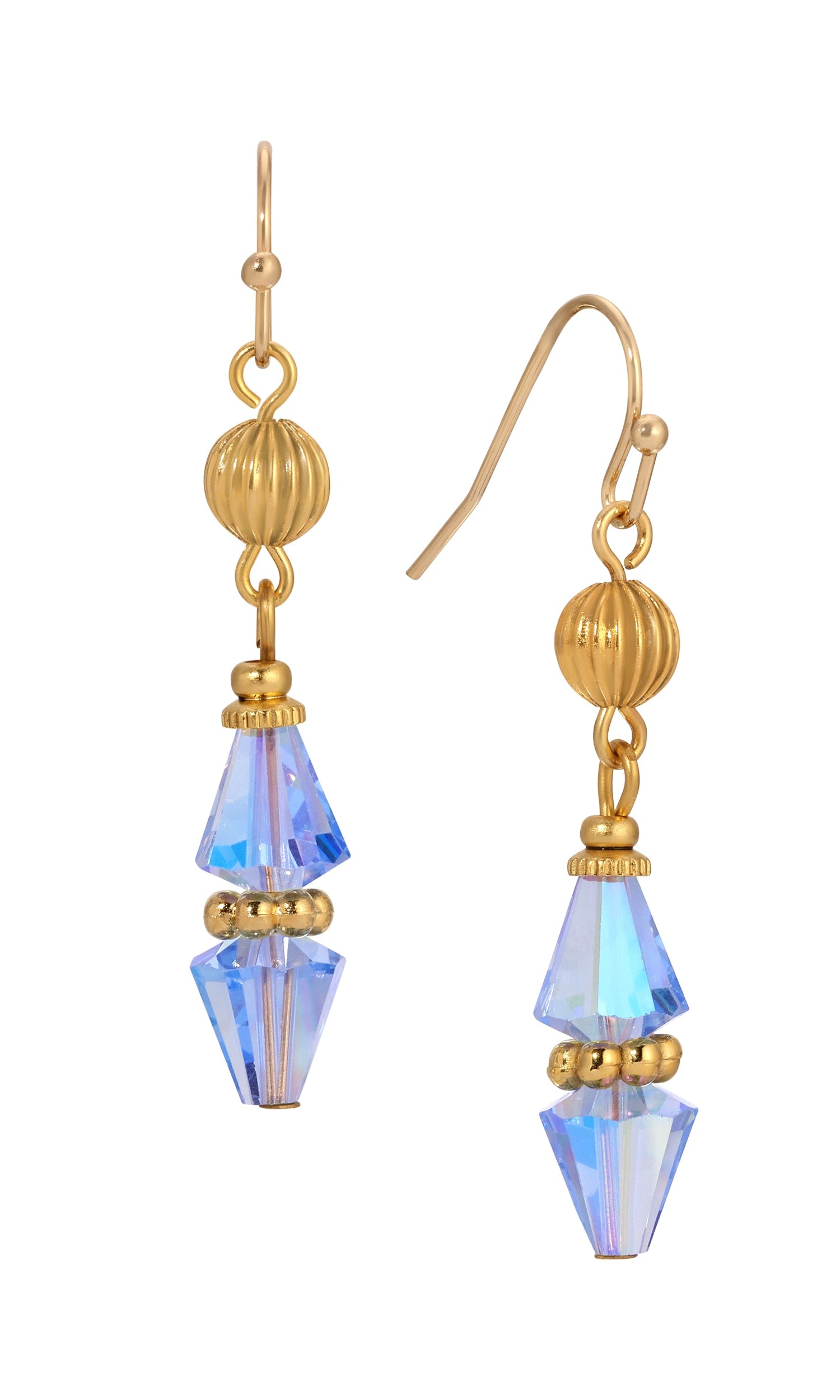 1928 Jewelry Glass Teardrop Crystal Beaded Dangling Earrings