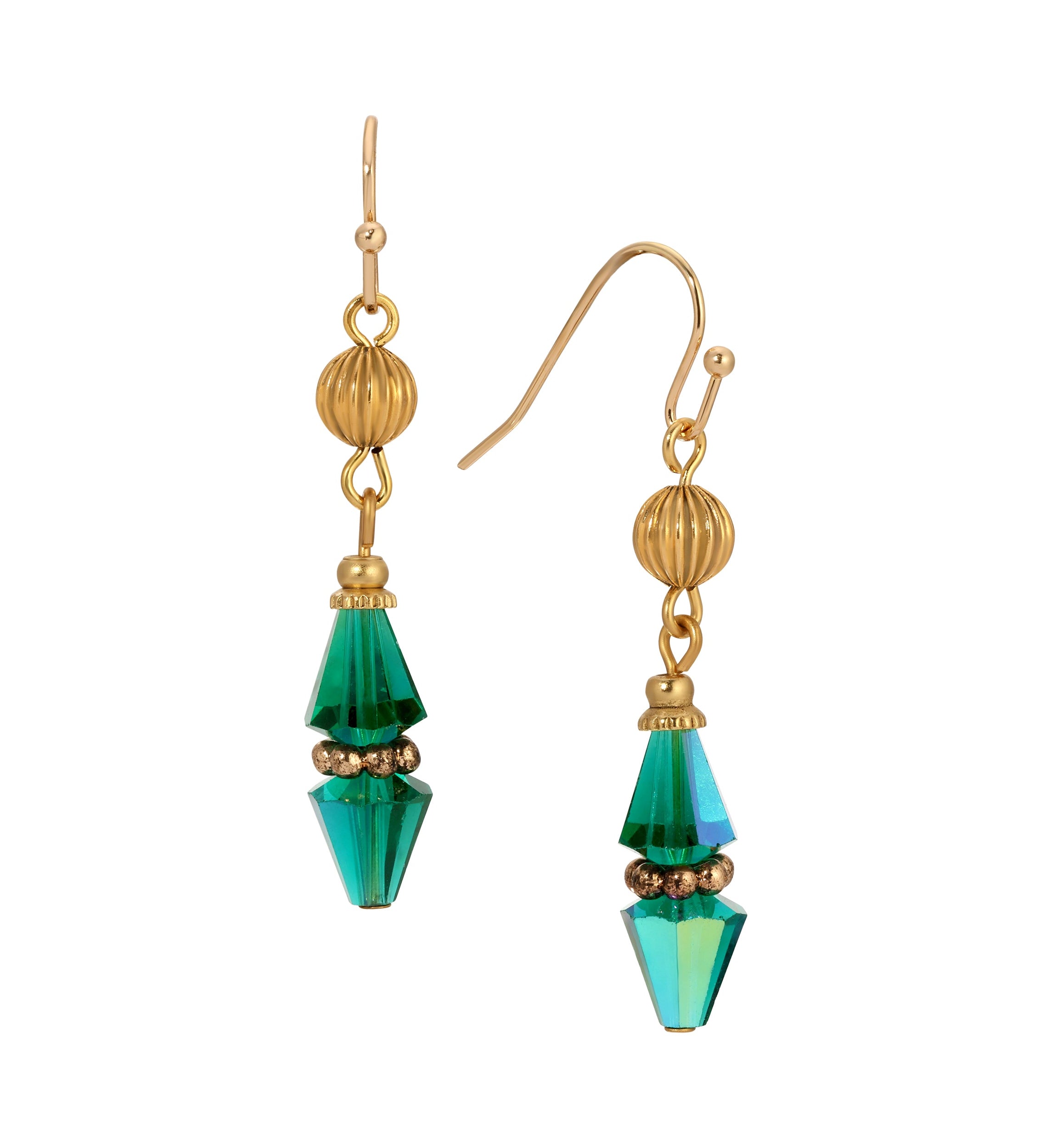 1928 Jewelry Glass Teardrop Crystal Beaded Dangling Earrings