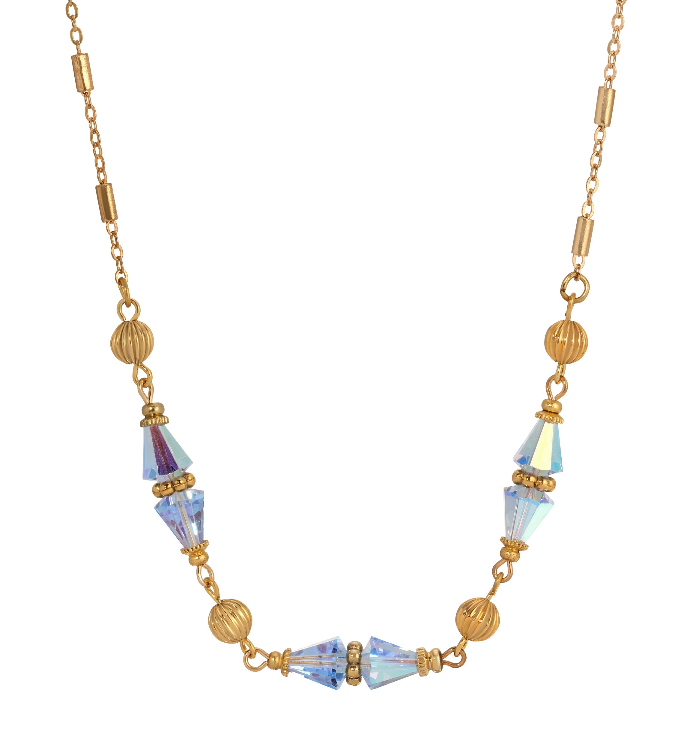 1928 Jewelry Glass Teardrop Crystal Beaded Necklace 16"