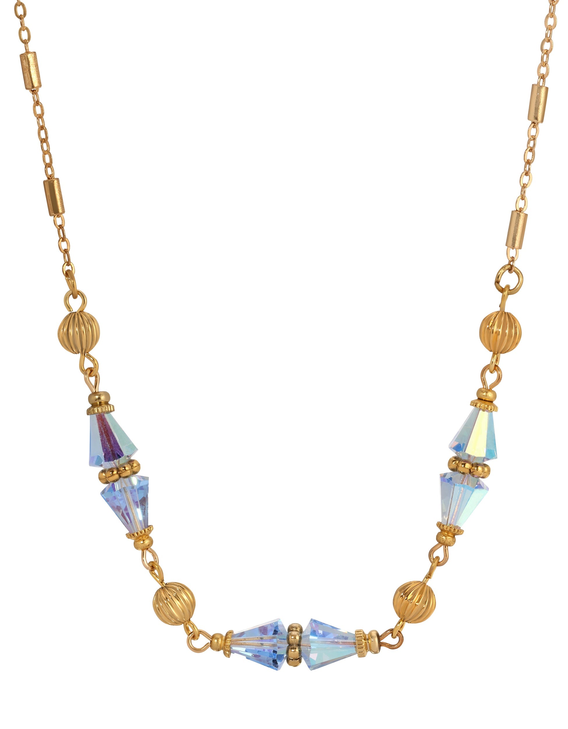 1928 Jewelry Glass Teardrop Crystal Beaded Necklace 16"