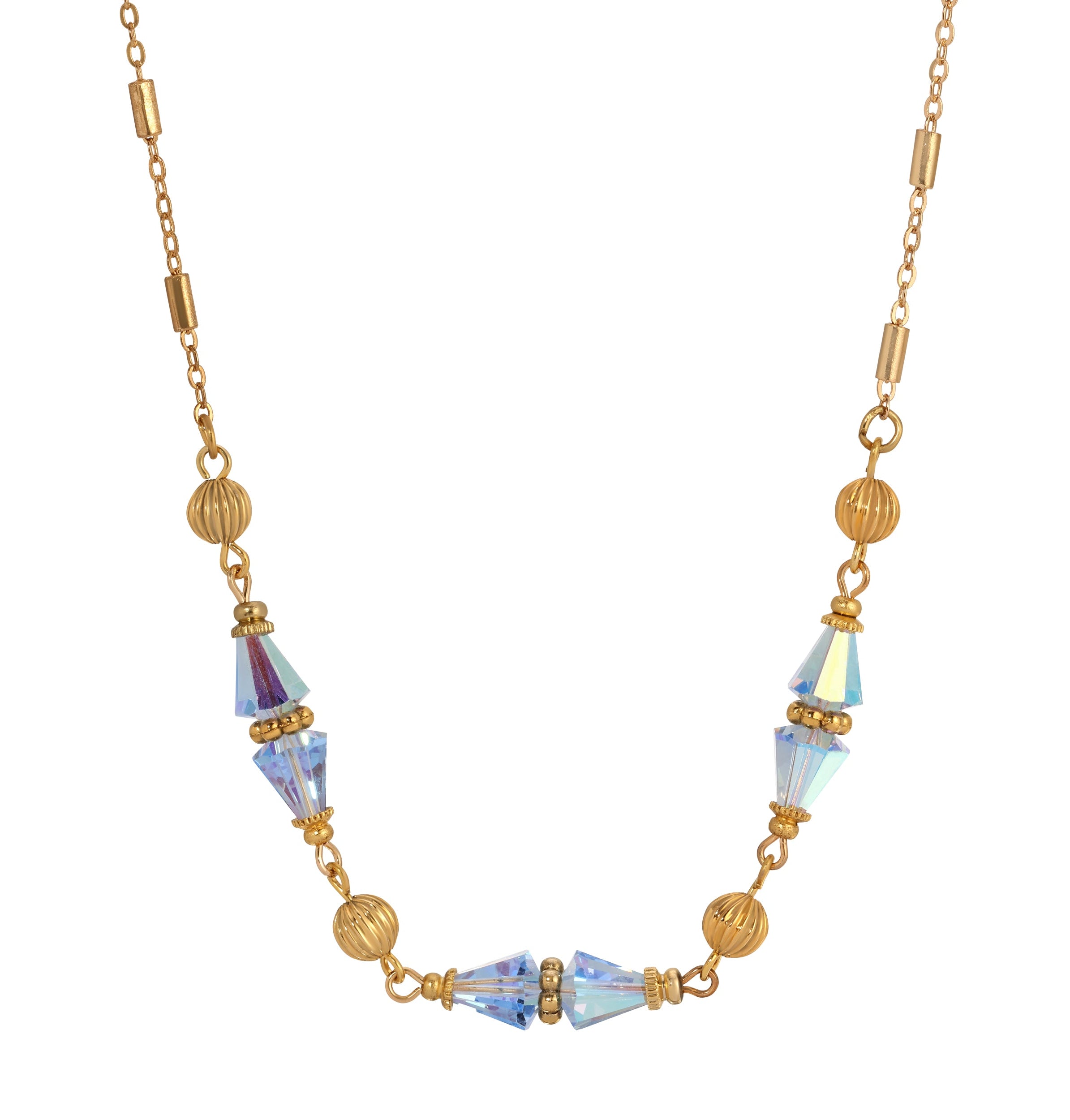 1928 Jewelry Glass Teardrop Crystal Beaded Necklace 16"