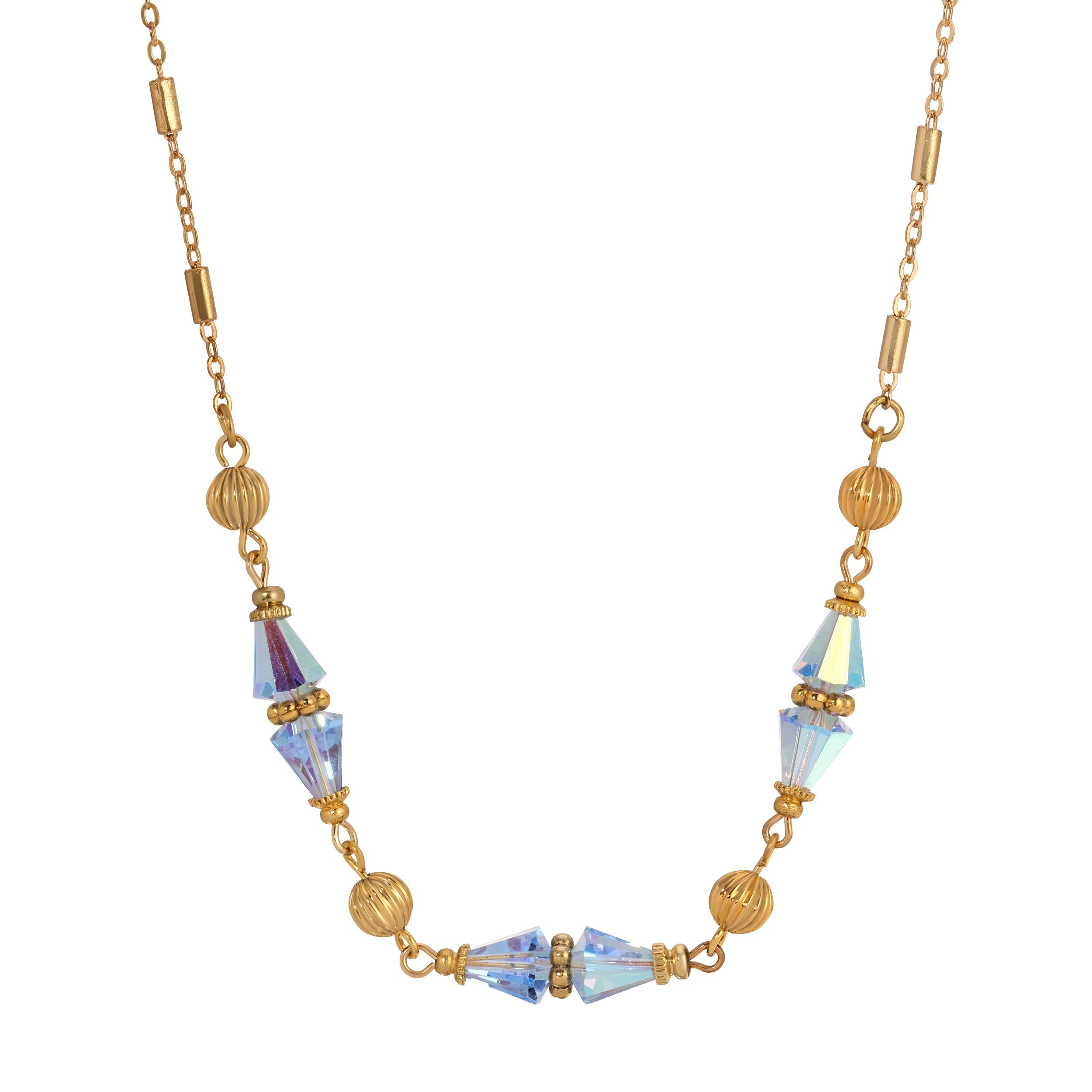 1928 Jewelry Glass Teardrop Crystal Beaded Necklace 16"