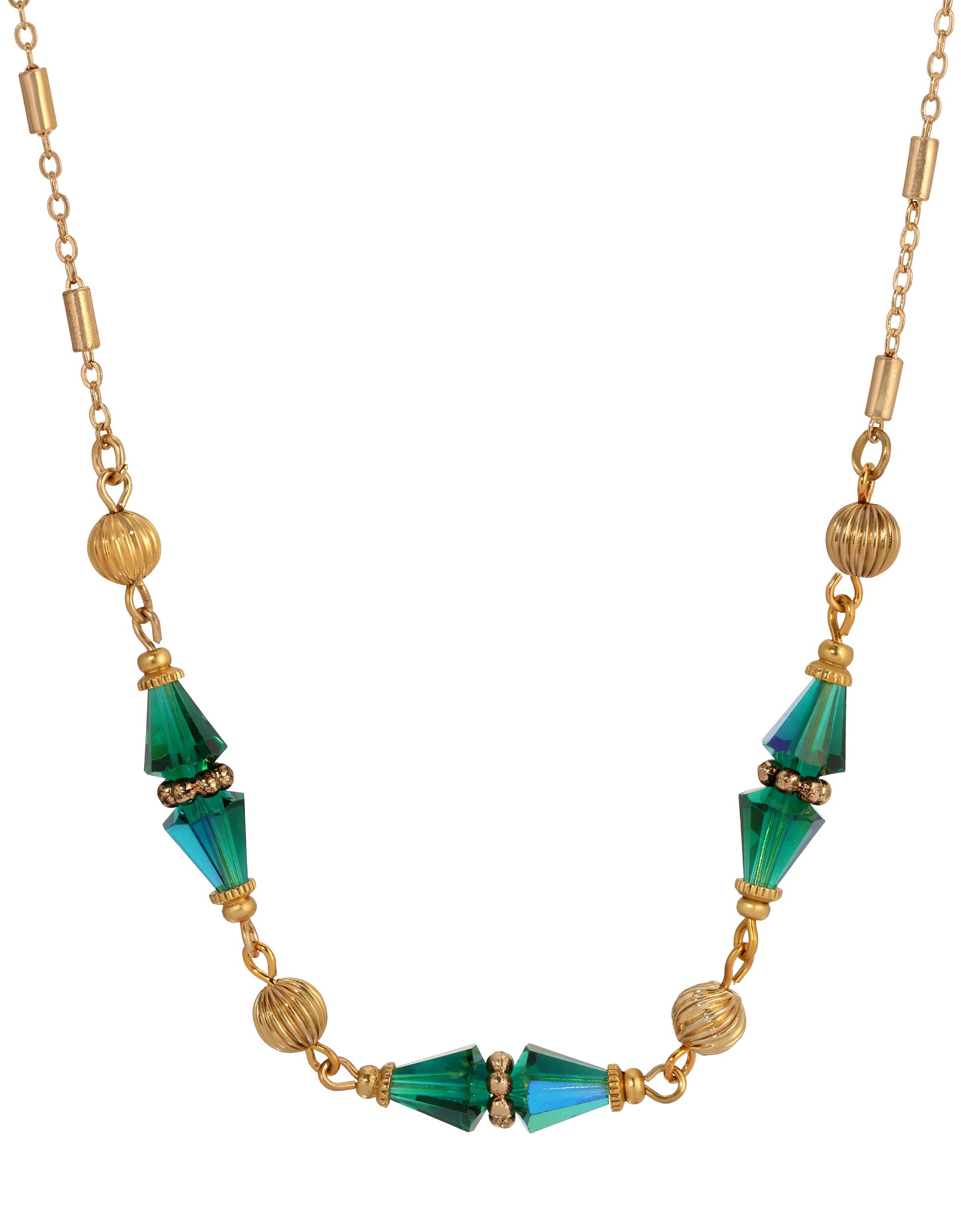 1928 Jewelry Glass Teardrop Crystal Beaded Necklace 16"