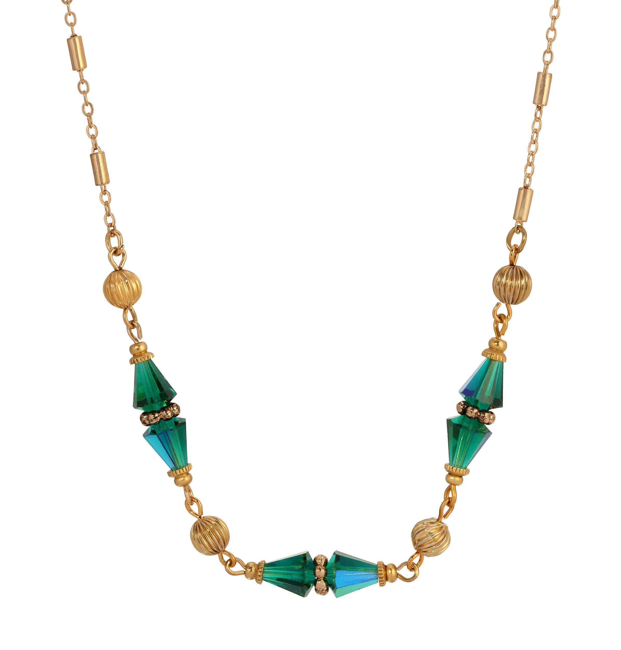 1928 Jewelry Glass Teardrop Crystal Beaded Necklace 16"