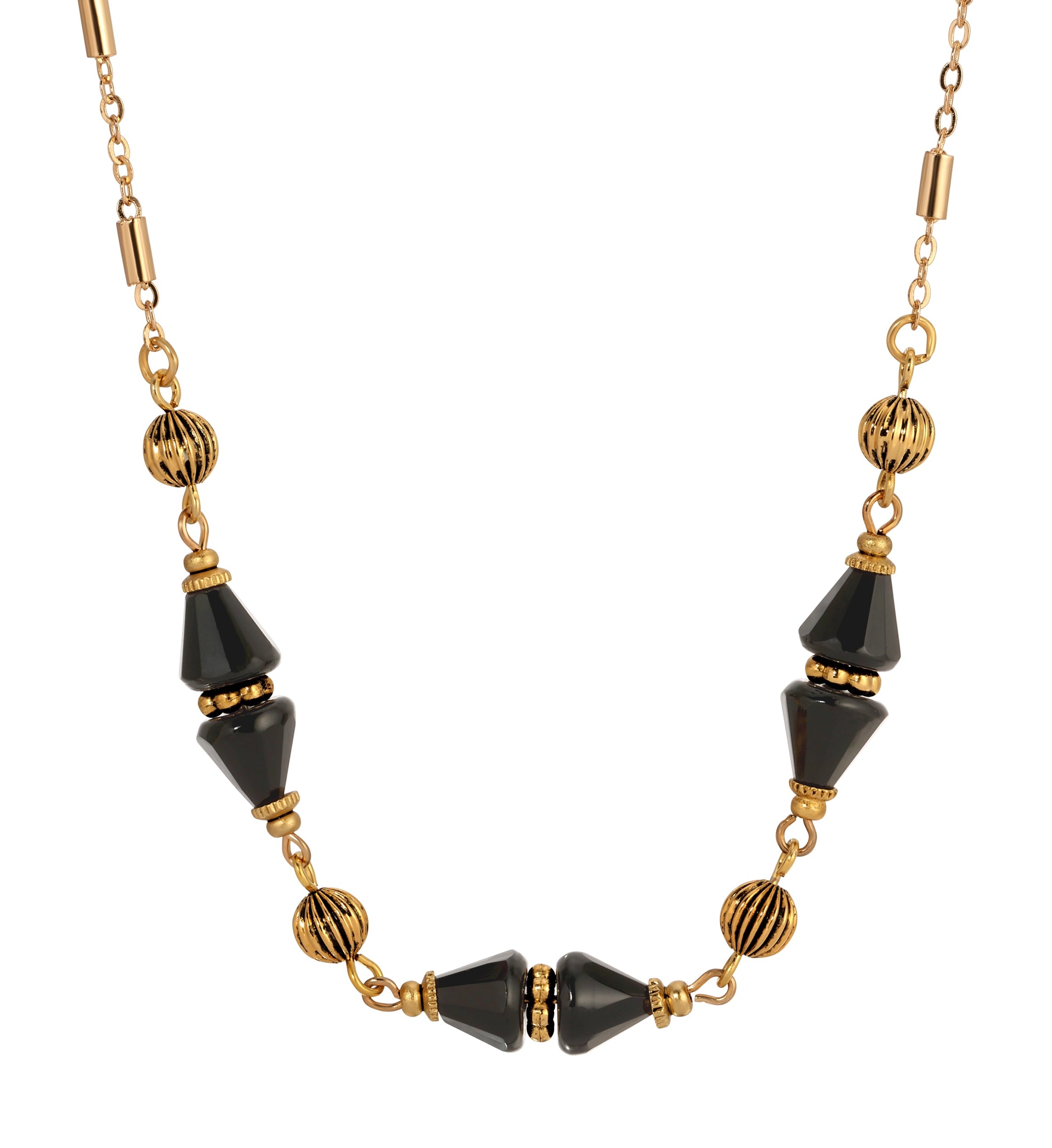 1928 Jewelry Glass Teardrop Crystal Beaded Necklace 16"