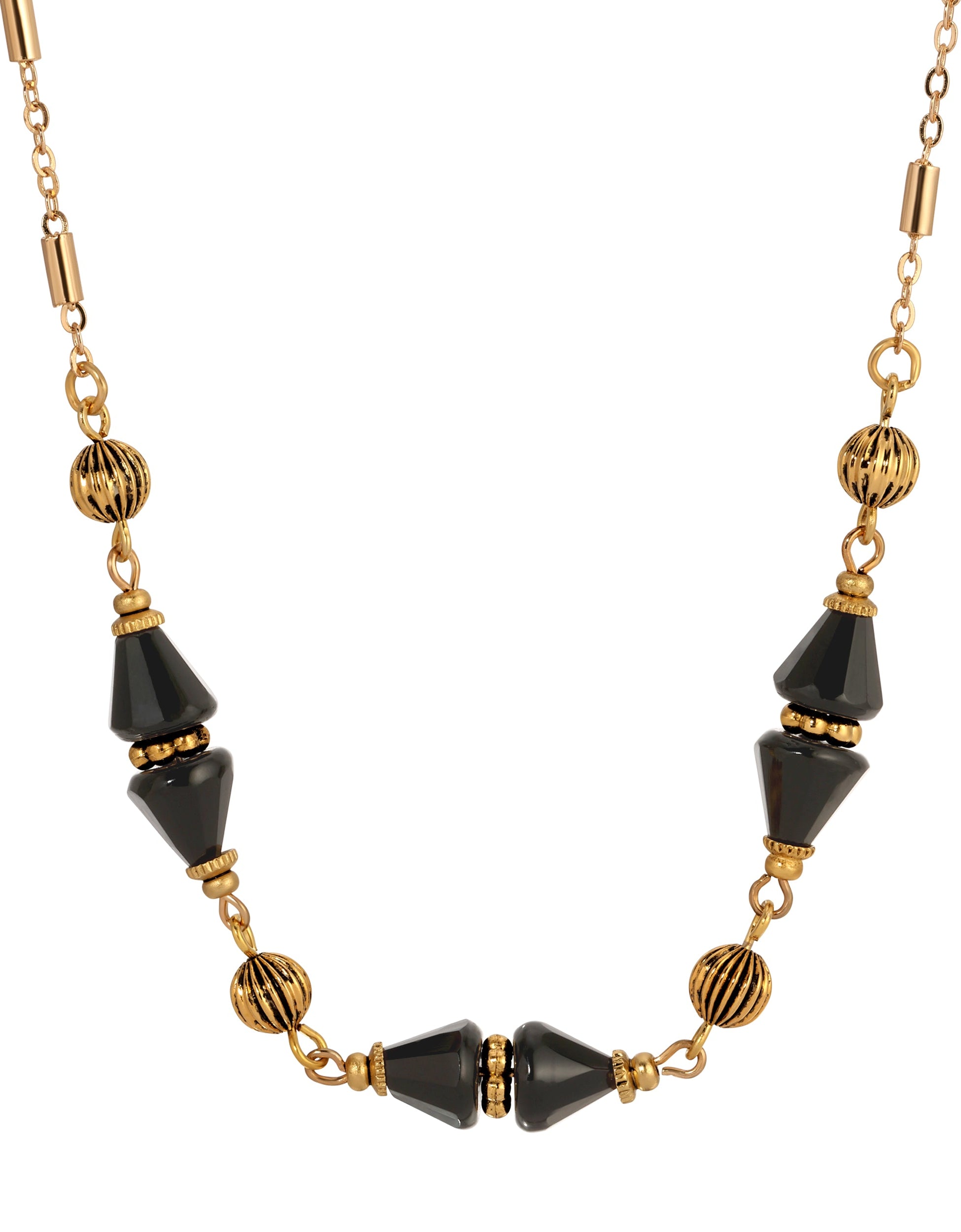 1928 Jewelry Glass Teardrop Crystal Beaded Necklace 16"