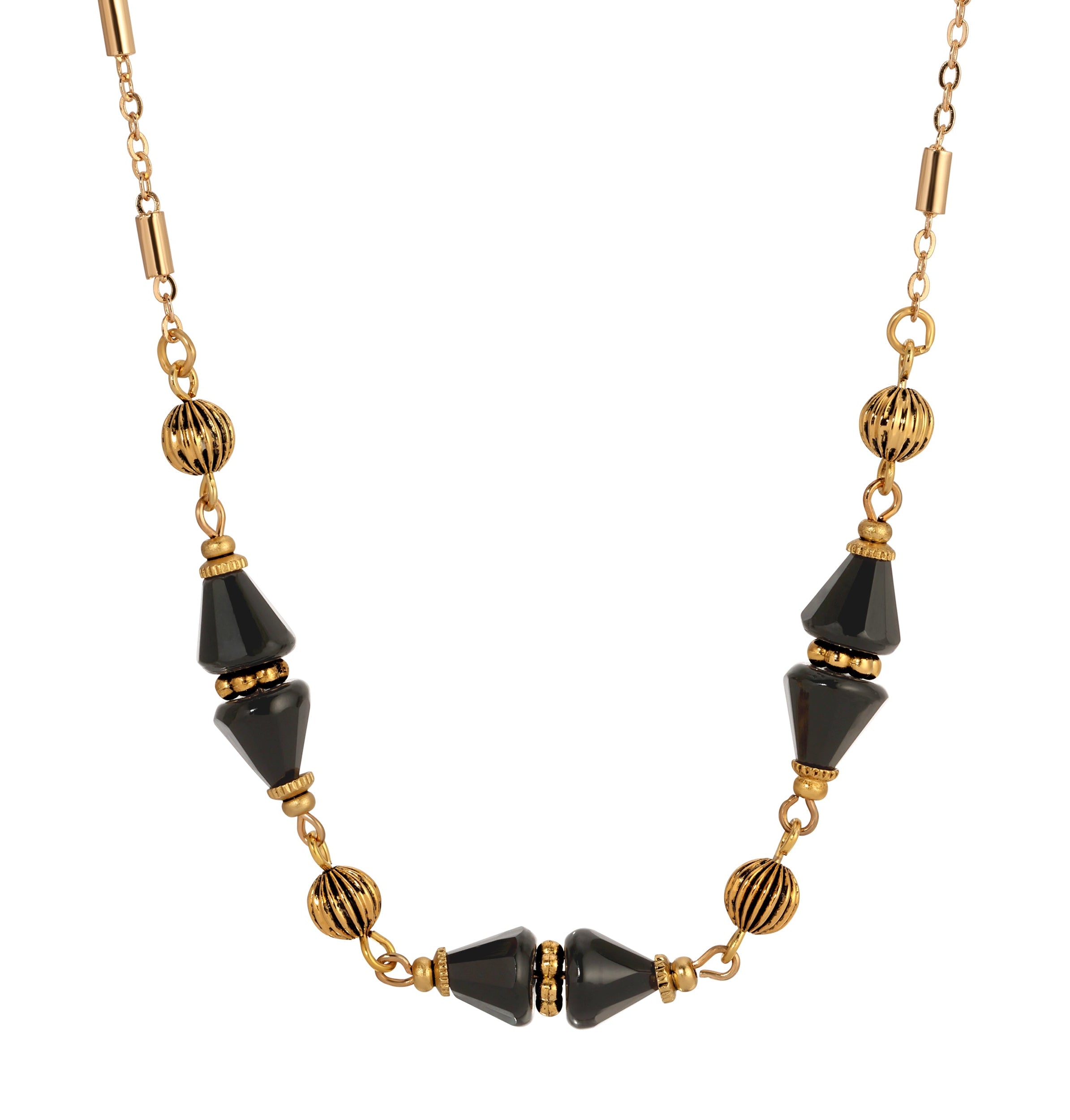 1928 Jewelry Glass Teardrop Crystal Beaded Necklace 16"