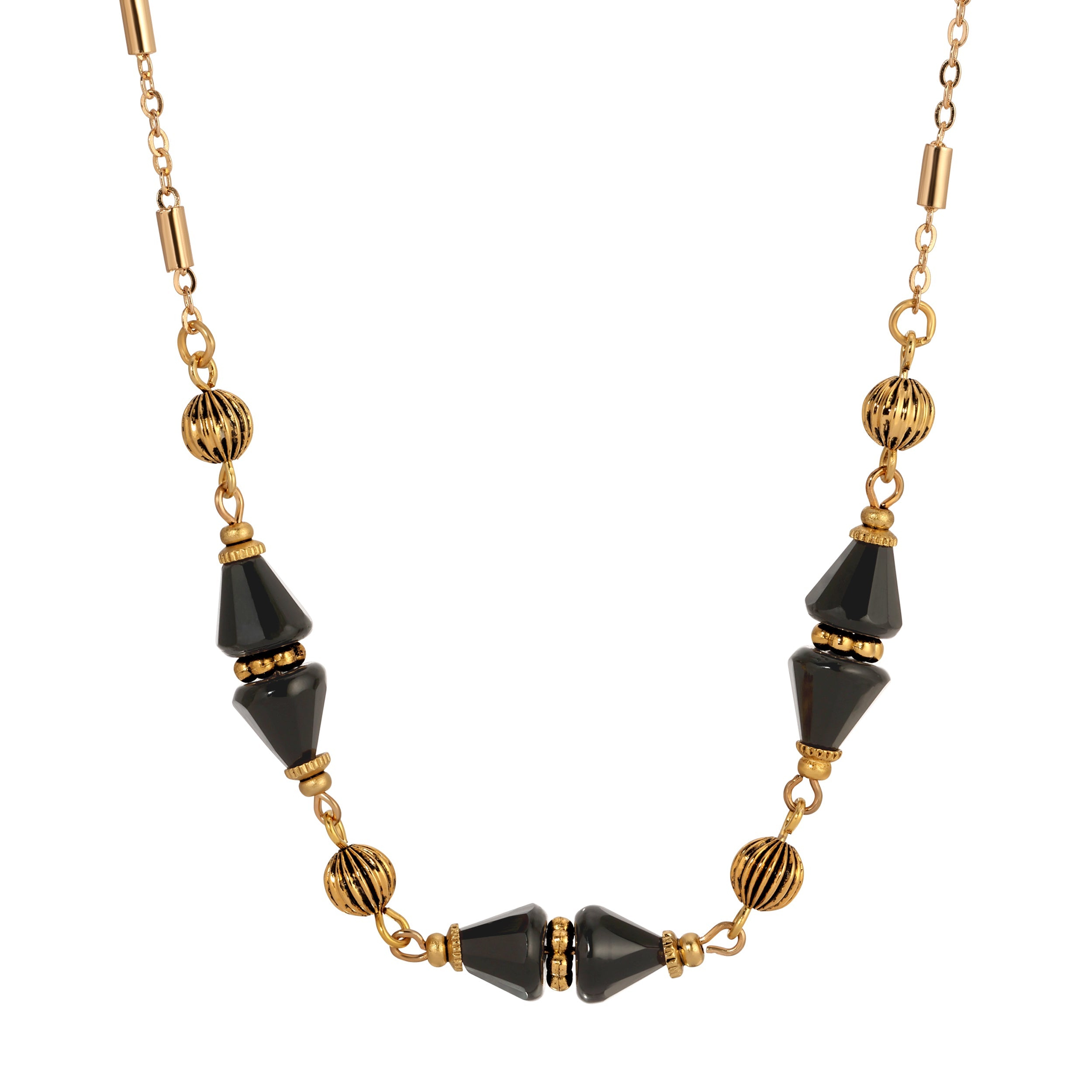 1928 Jewelry Glass Teardrop Crystal Beaded Necklace 16"