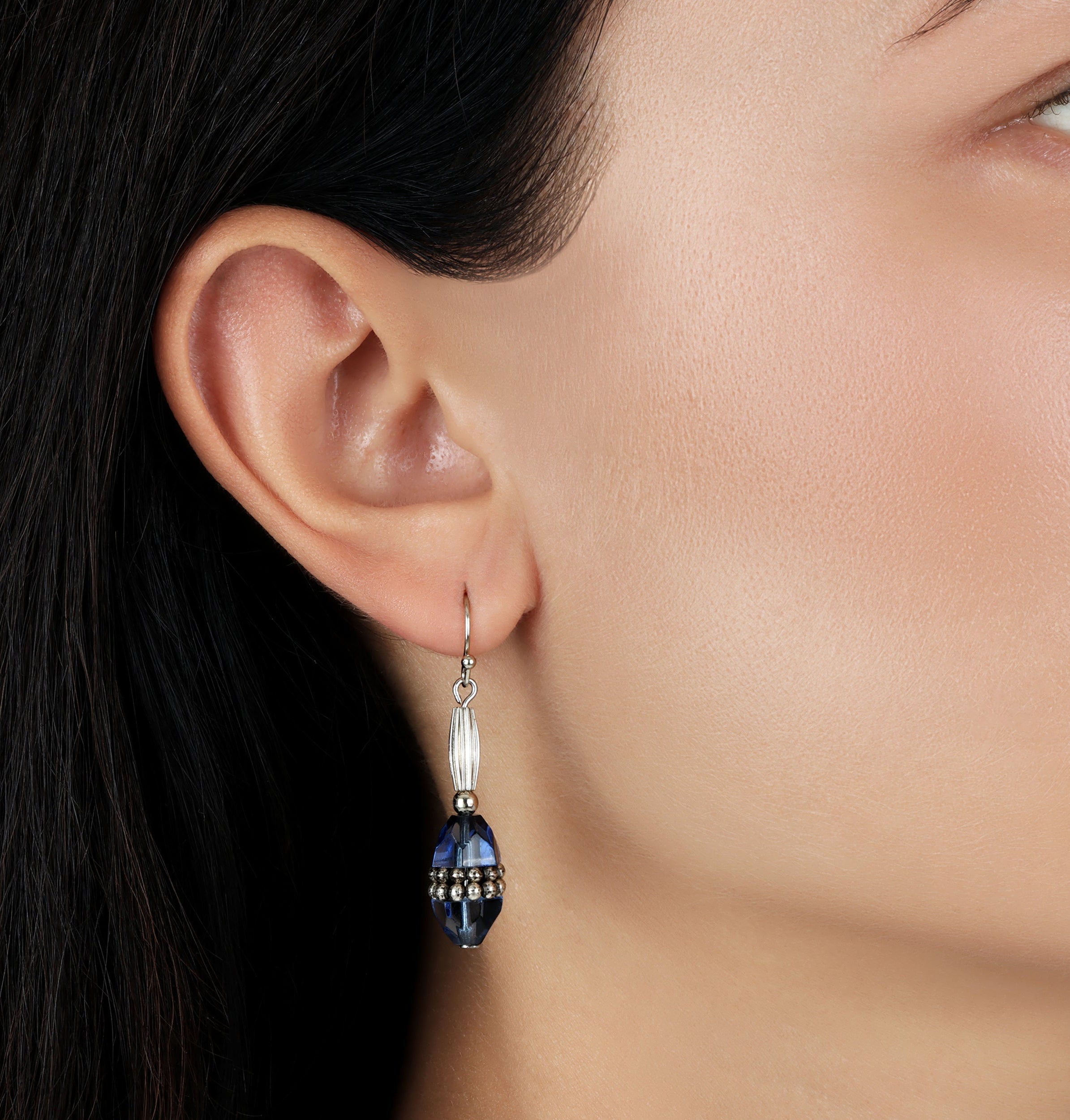 1928 Jewelry Montana Blue Bead Dangle Earrings