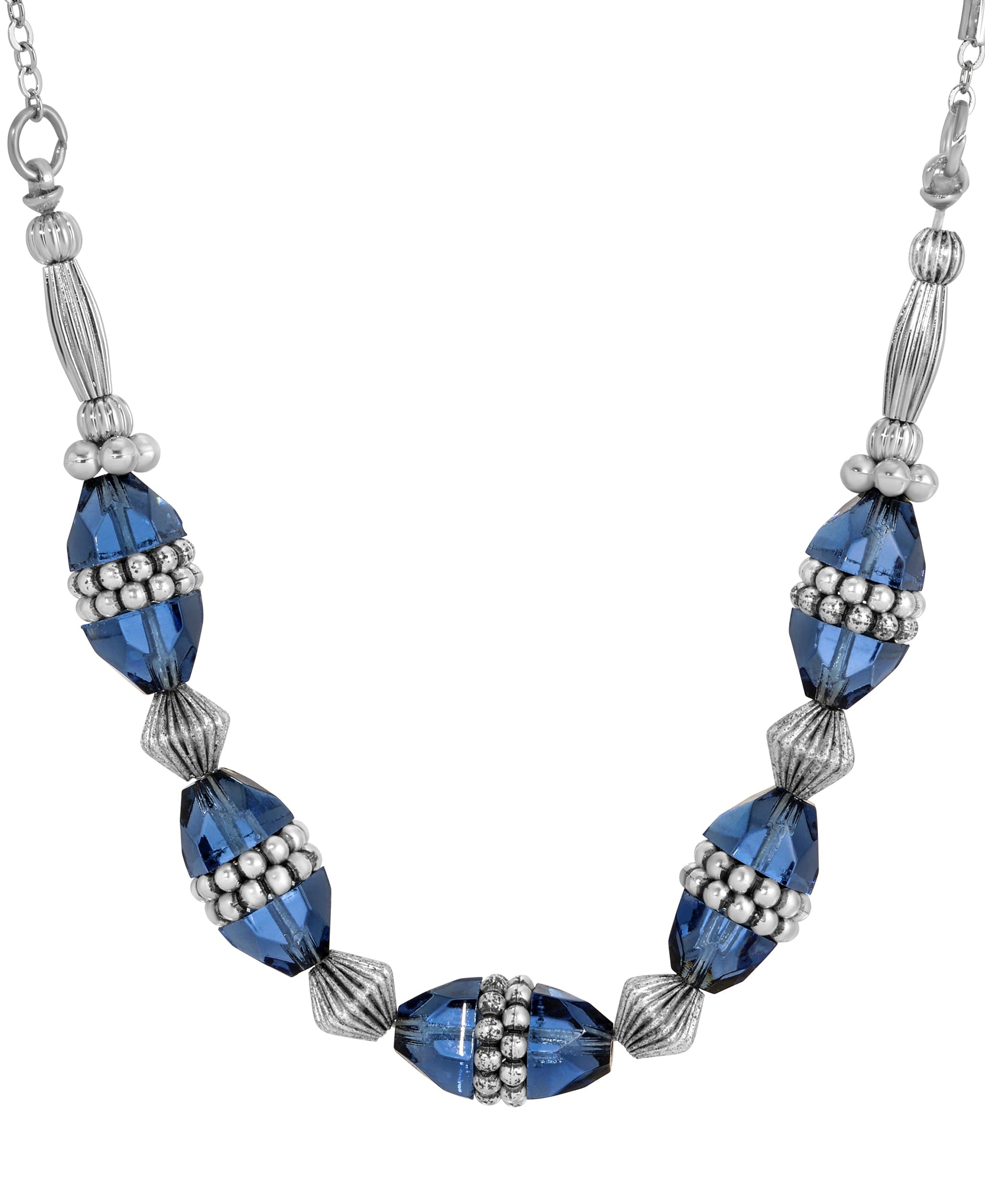 1928 Jewelry Montana Blue Beaded Necklace 16" + 3" Extension