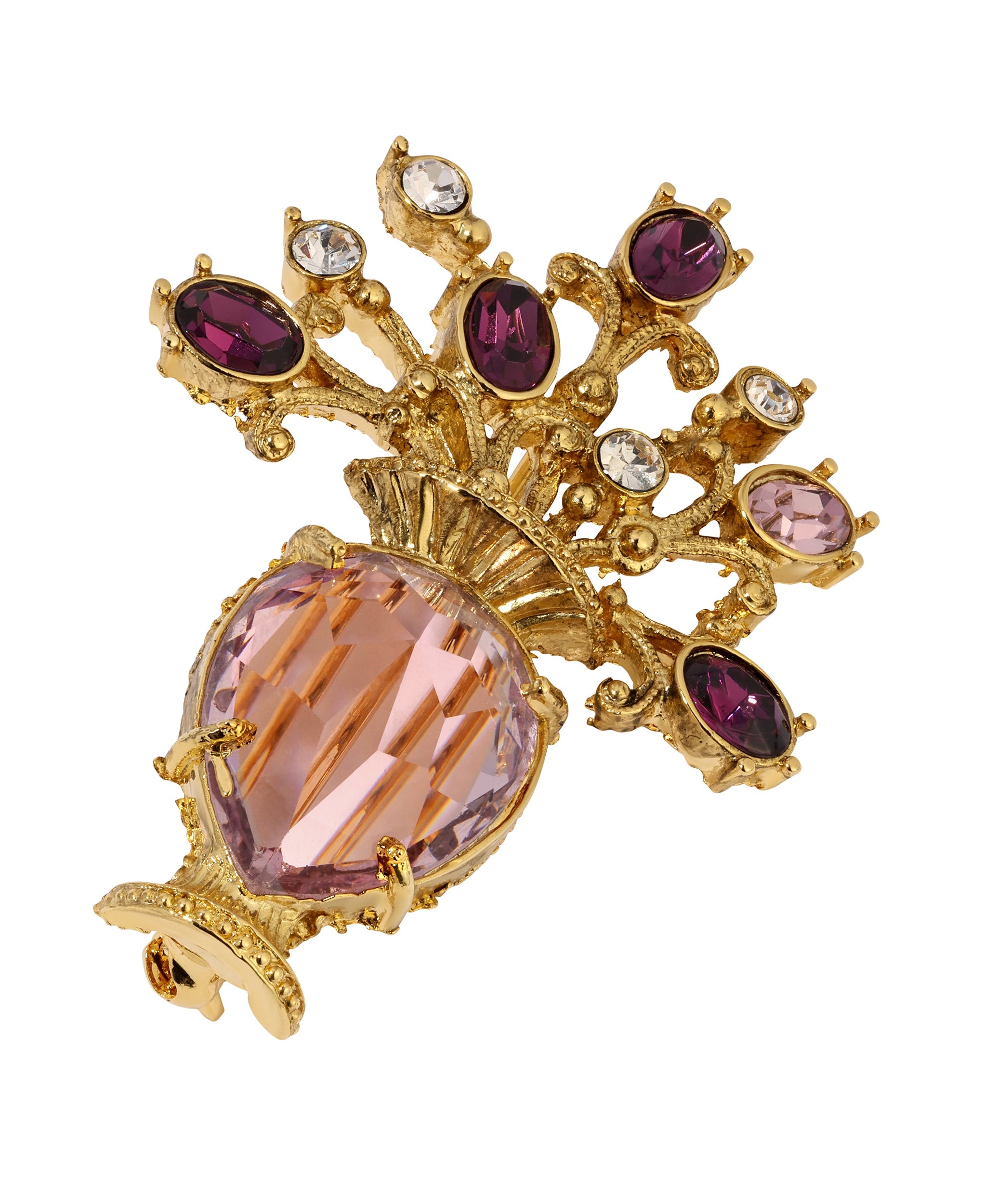 1928 Jewelry Imperial Amethyst Flower Crystal Vase Brooch