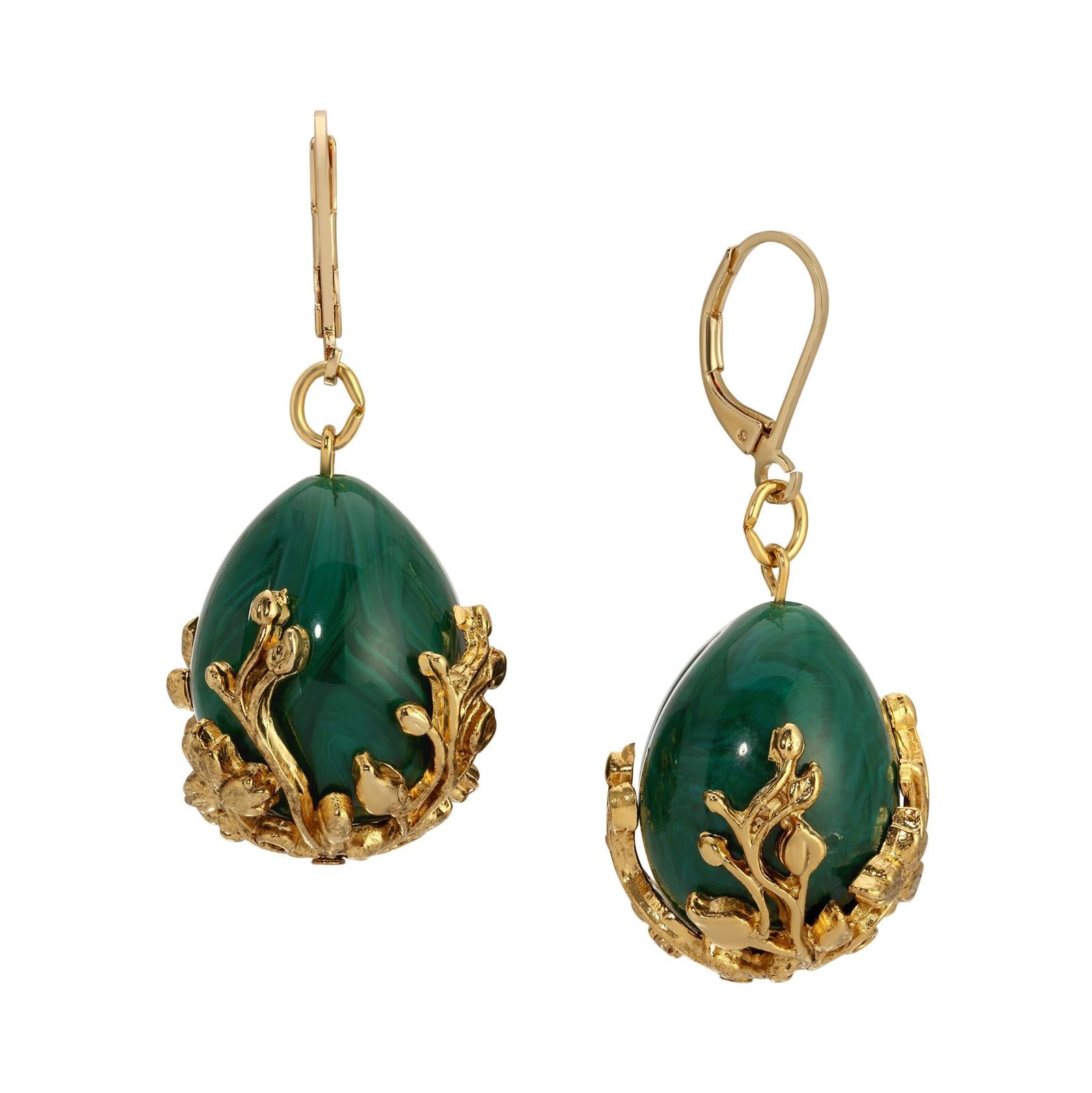 1928 Jewelry Golden Bloom Teardrop Stone Drop Earrings