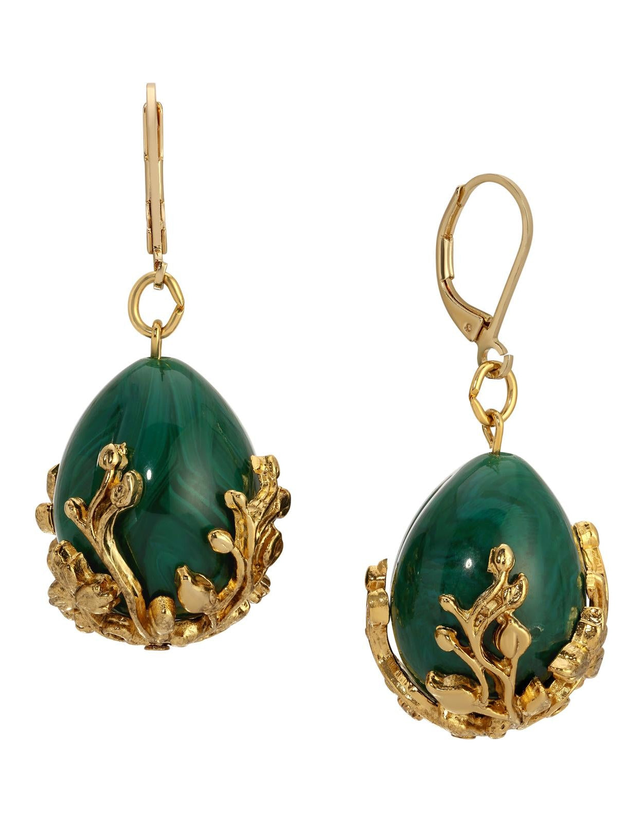 1928 Jewelry Golden Bloom Teardrop Stone Drop Earrings