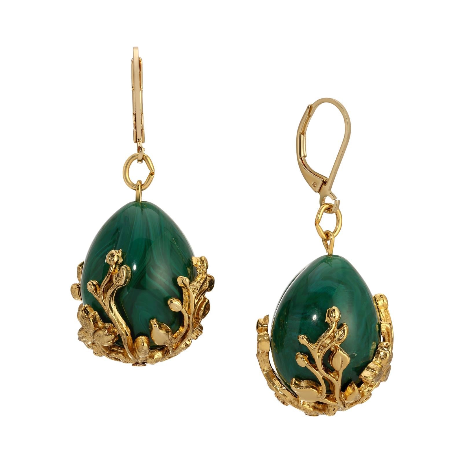 1928 Jewelry Golden Bloom Teardrop Stone Drop Earrings