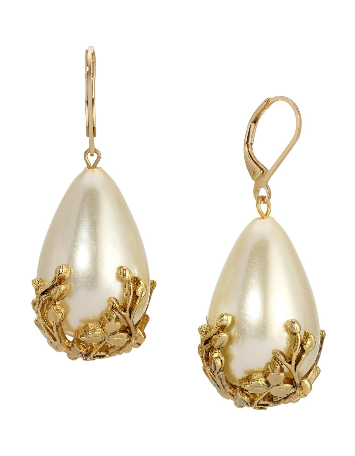 1928 Jewelry Golden Bloom Teardrop Stone Drop Earrings
