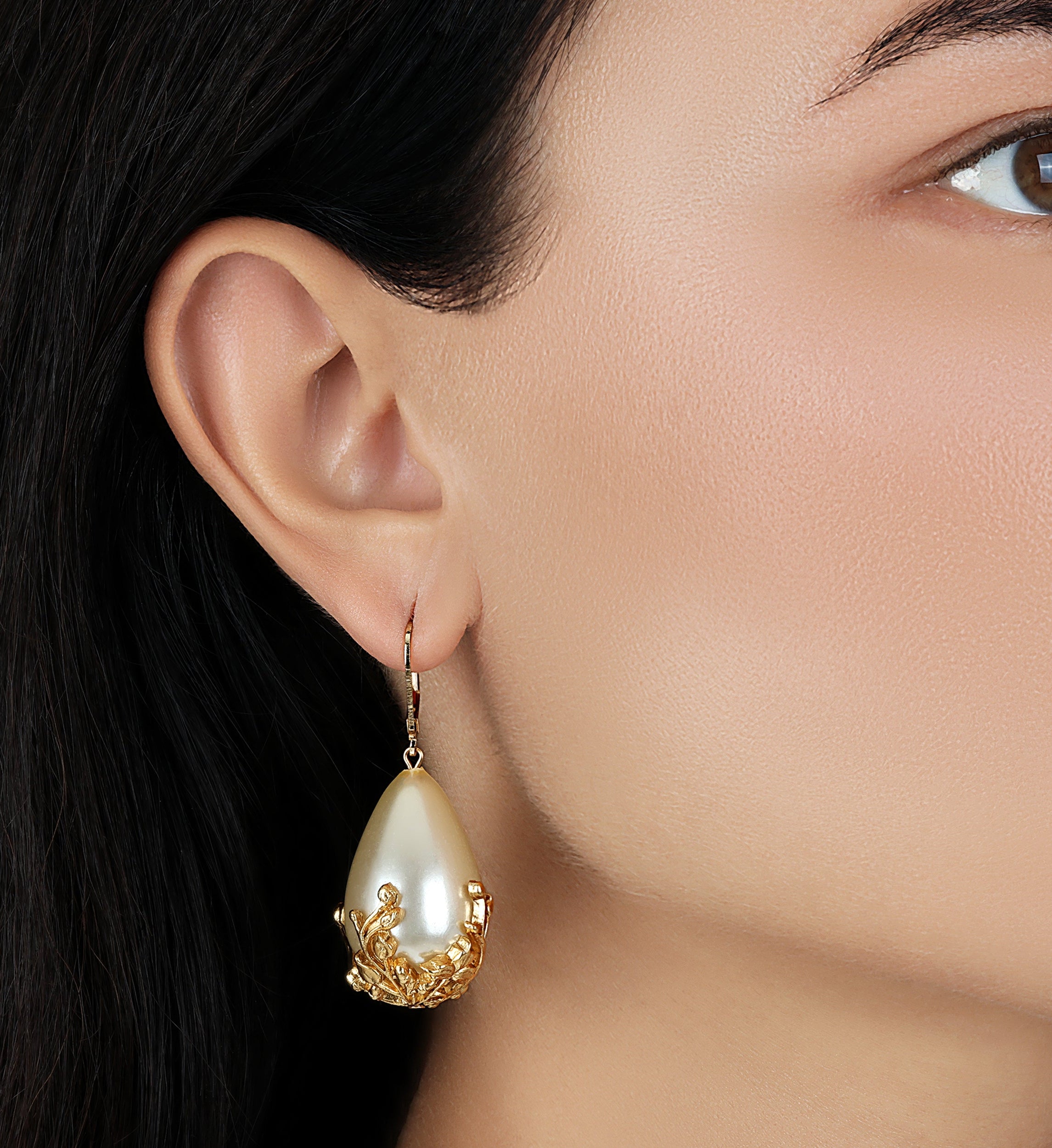 1928 Jewelry Golden Bloom Teardrop Stone Drop Earrings