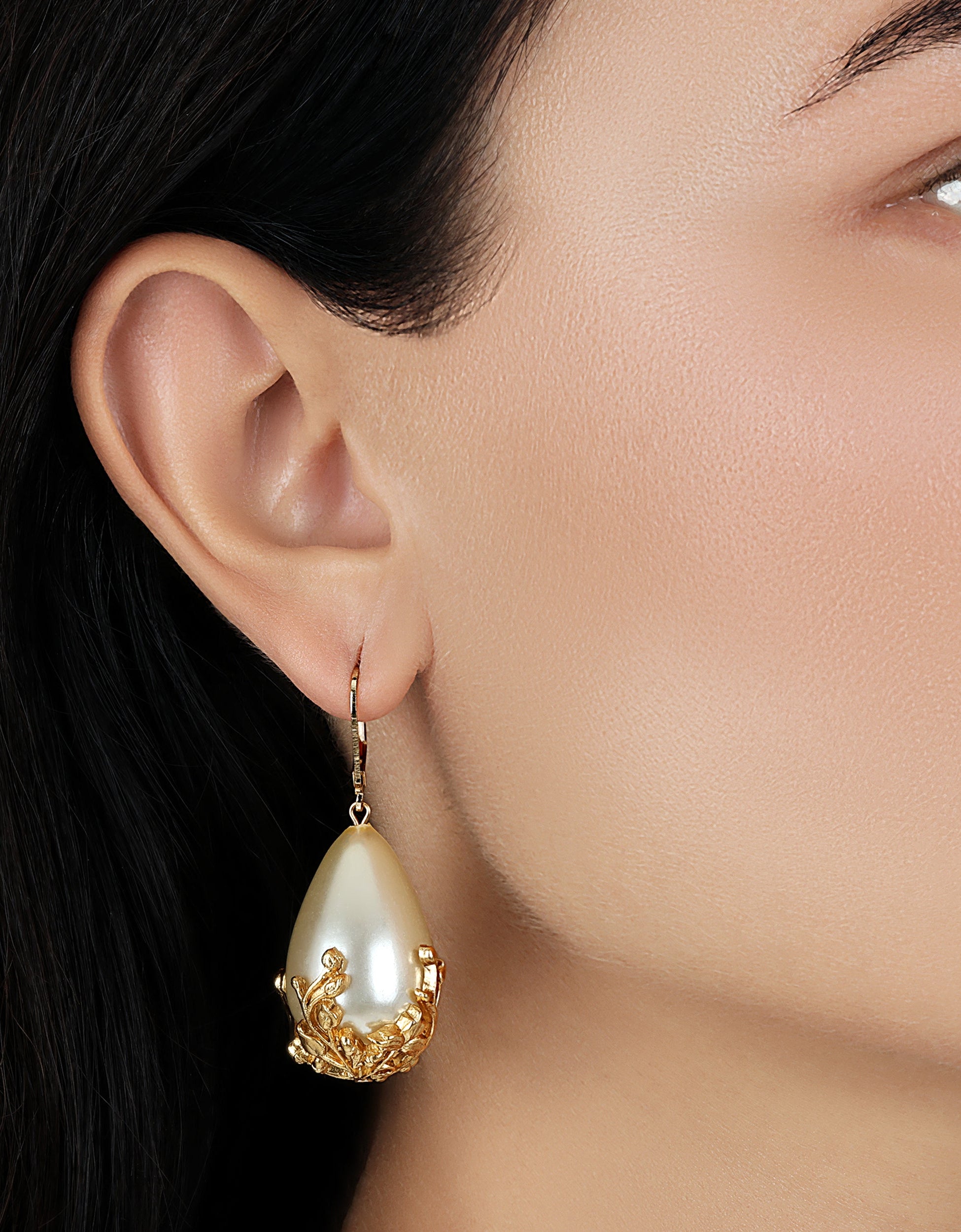 1928 Jewelry Golden Bloom Teardrop Stone Drop Earrings