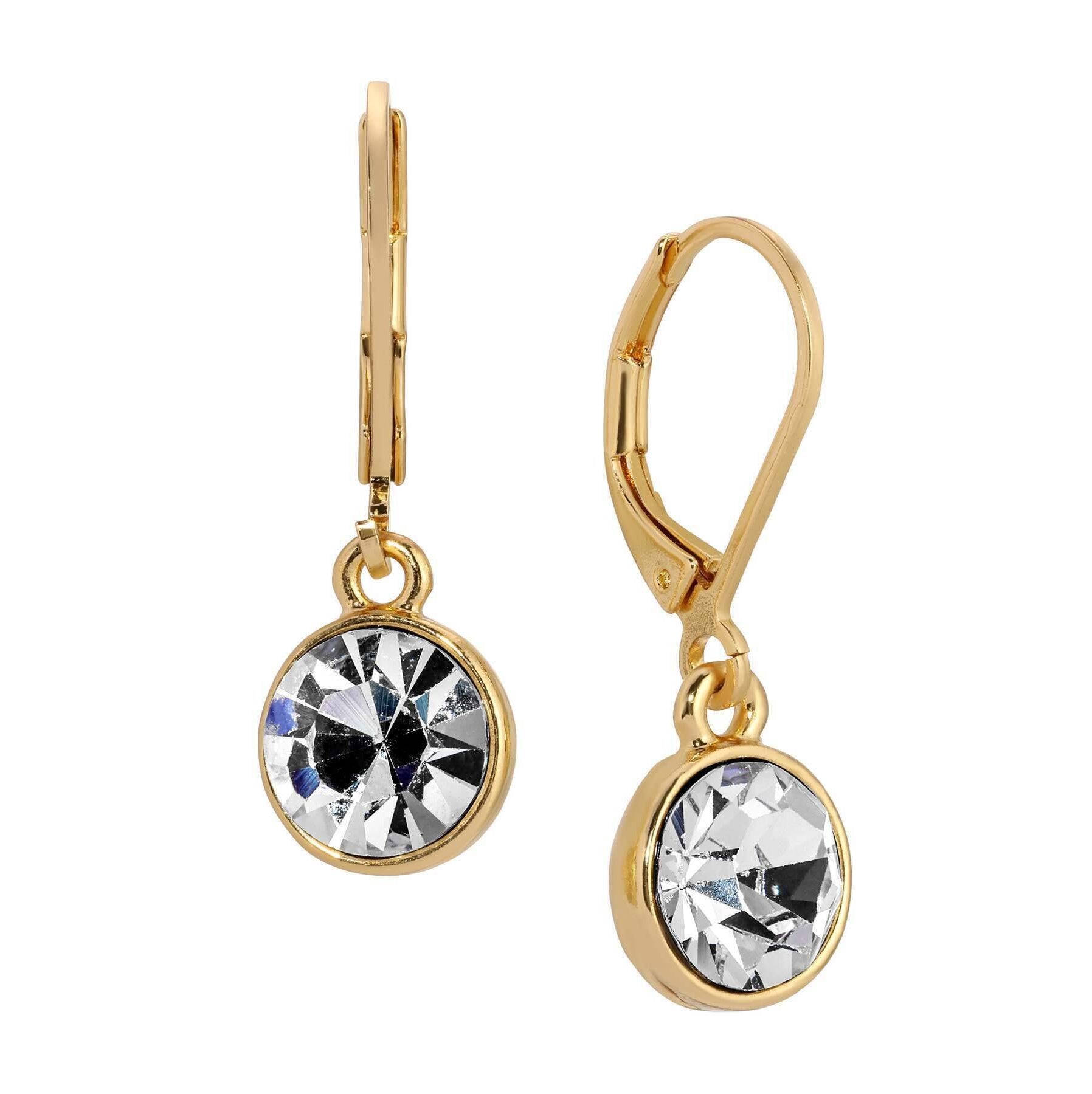 1928 Jewelry Round Crystal Dainty Drop Earrings