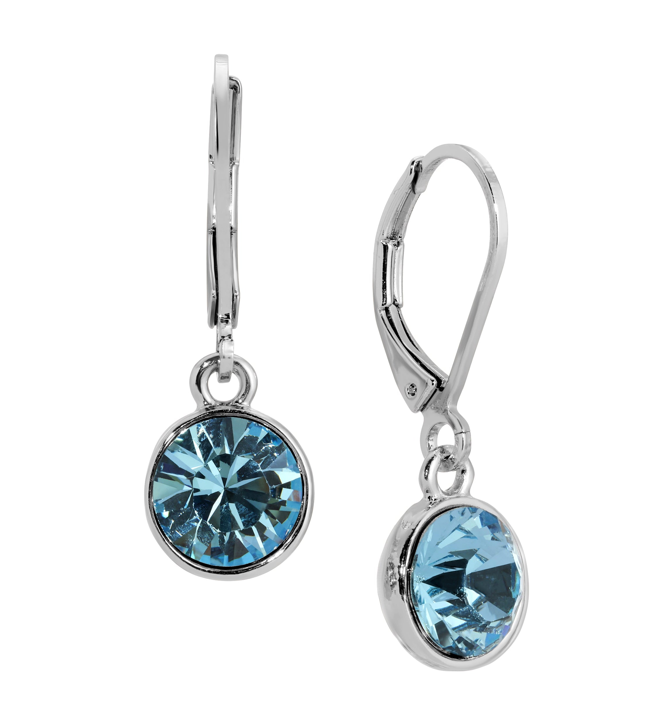 1928 Jewelry Round Crystal Dainty Silver Drop Earrings