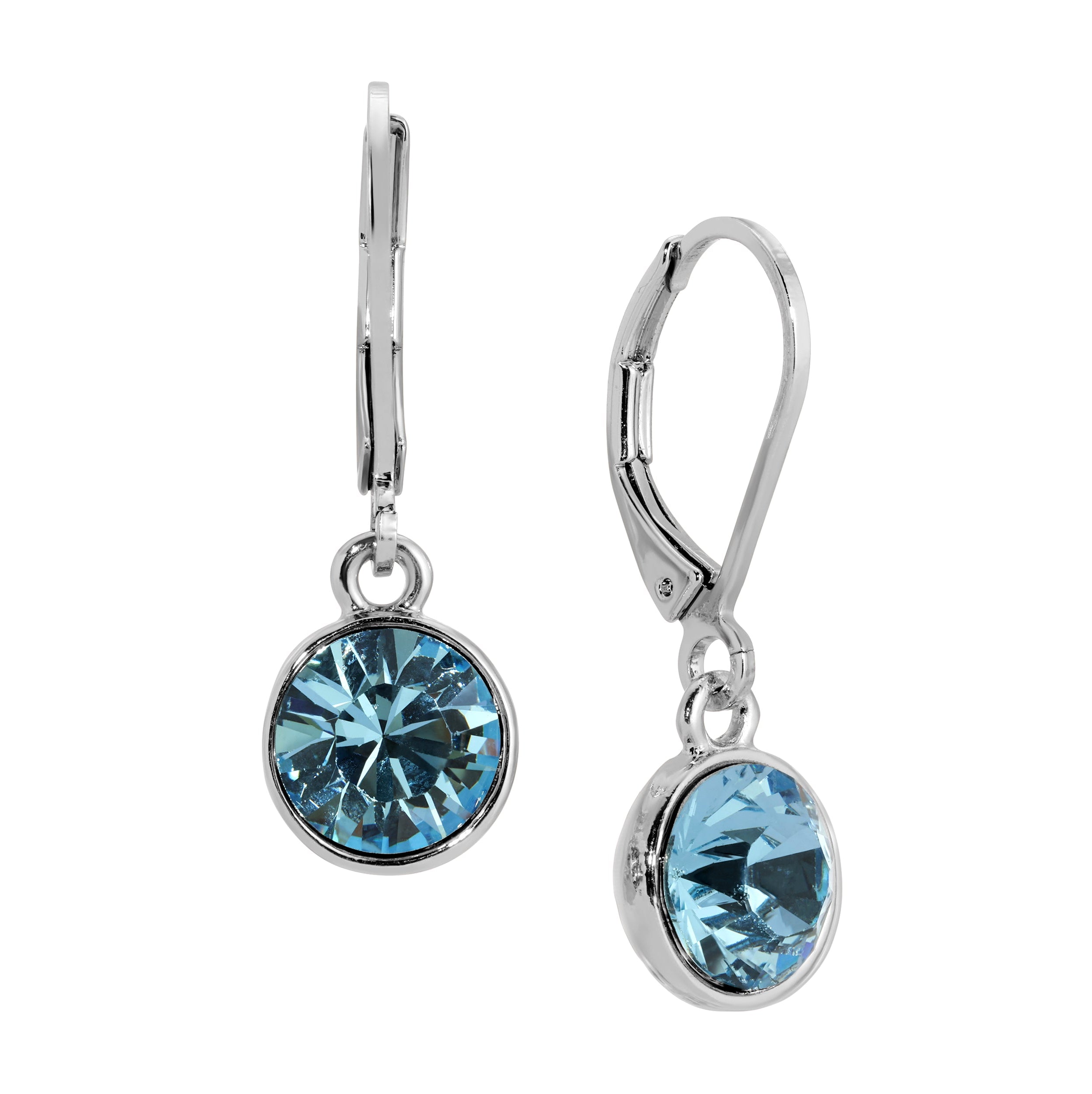 1928 Jewelry Round Crystal Dainty Silver Drop Earrings