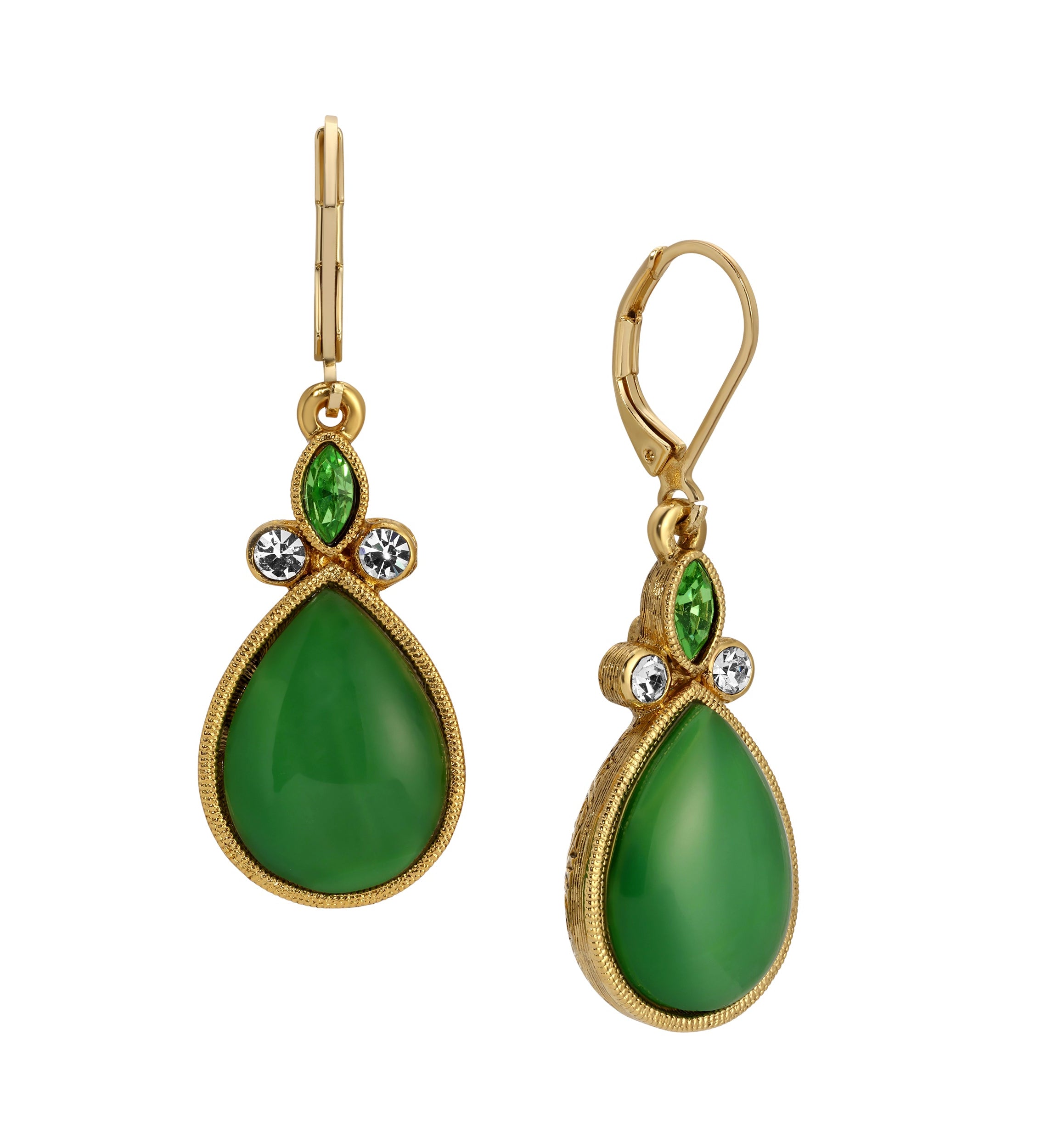 1928 Jewelry Pear Shape Moonstone Crystal Drop Earrings