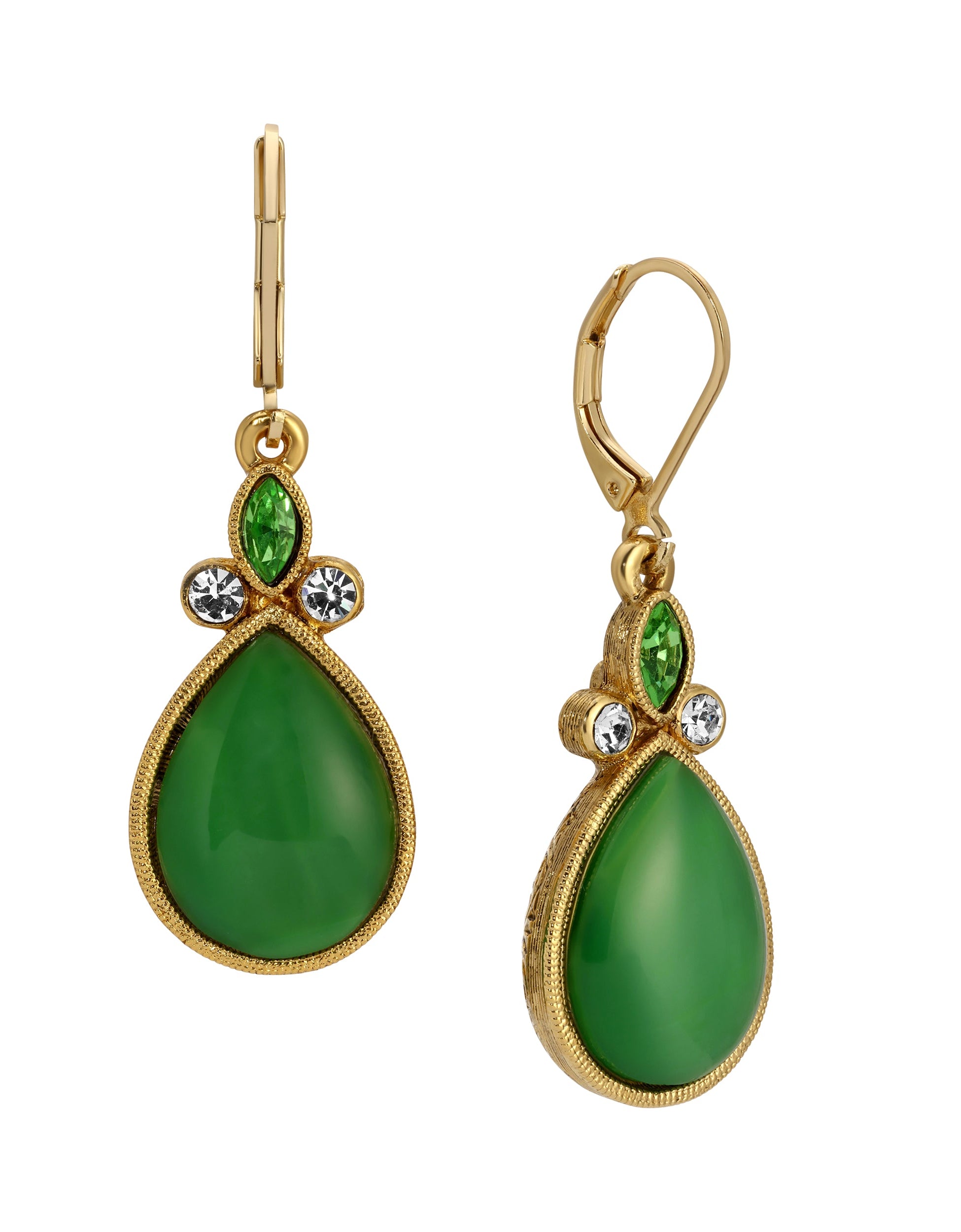 1928 Jewelry Pear Shape Moonstone Crystal Drop Earrings