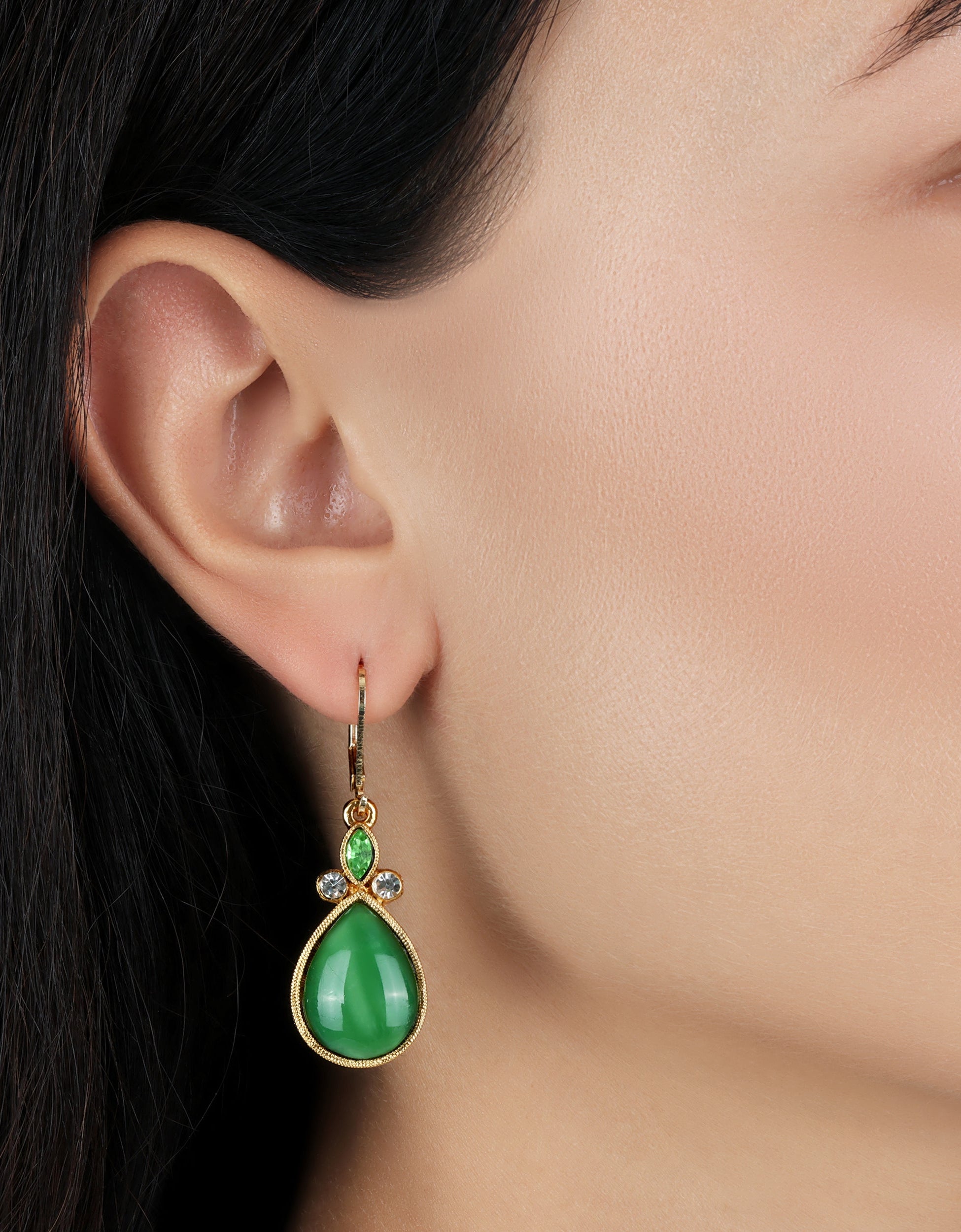 1928 Jewelry Pear Shape Moonstone Crystal Drop Earrings